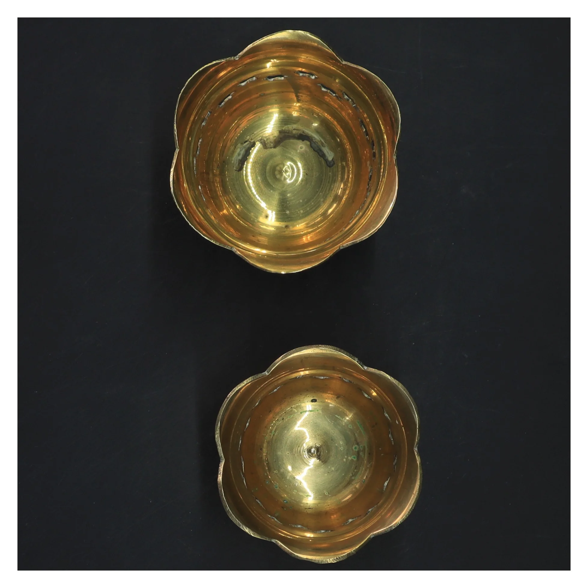 Lysestager i messing (str. 7x8&5,5x7 cm)