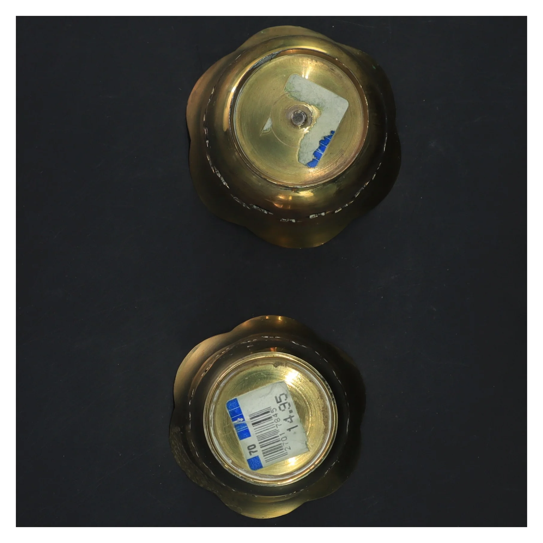 Lysestager i messing (str. 7x8&5,5x7 cm)