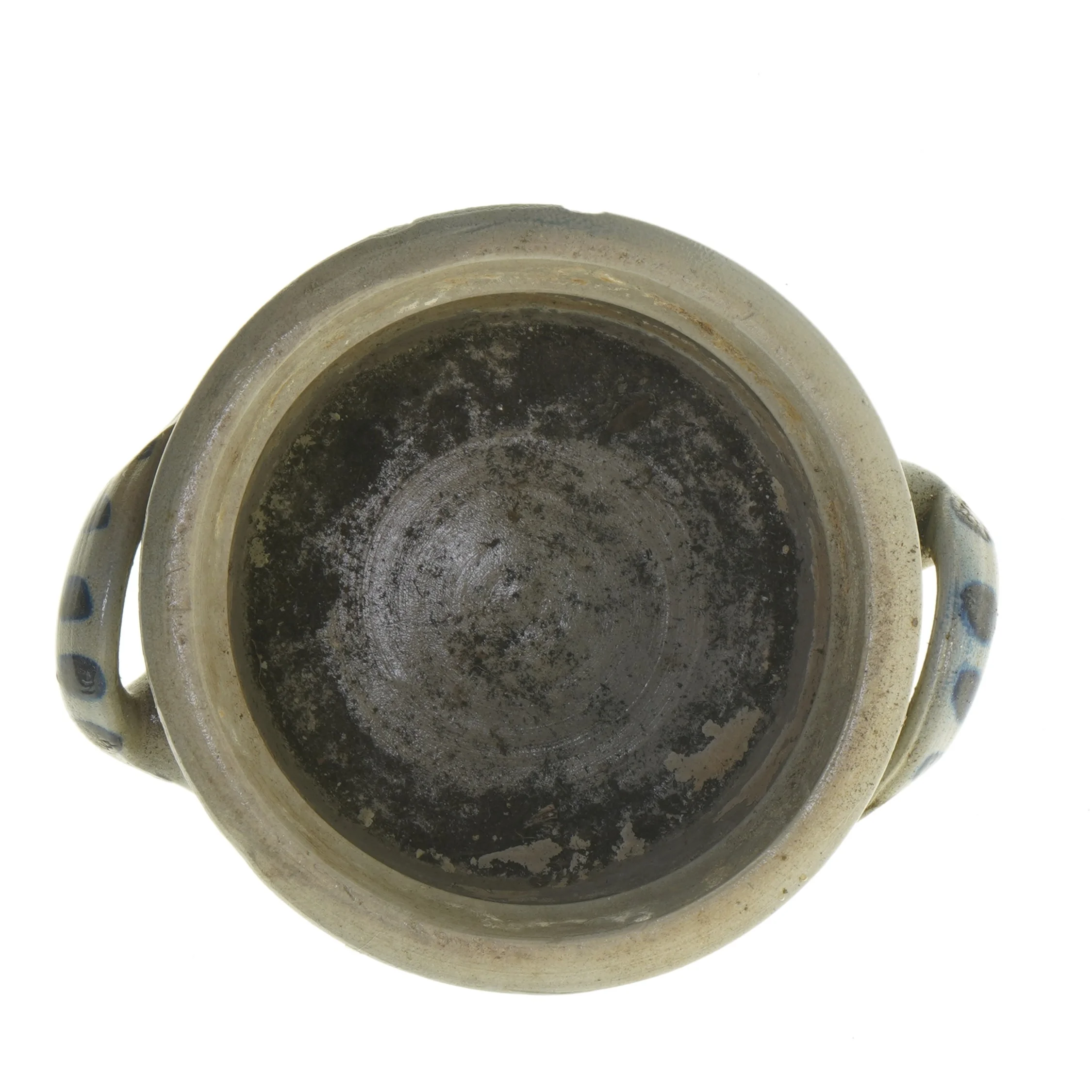 Keramikpotte med blå mønster (str. Ø 19 cm længde 13,5 cm)