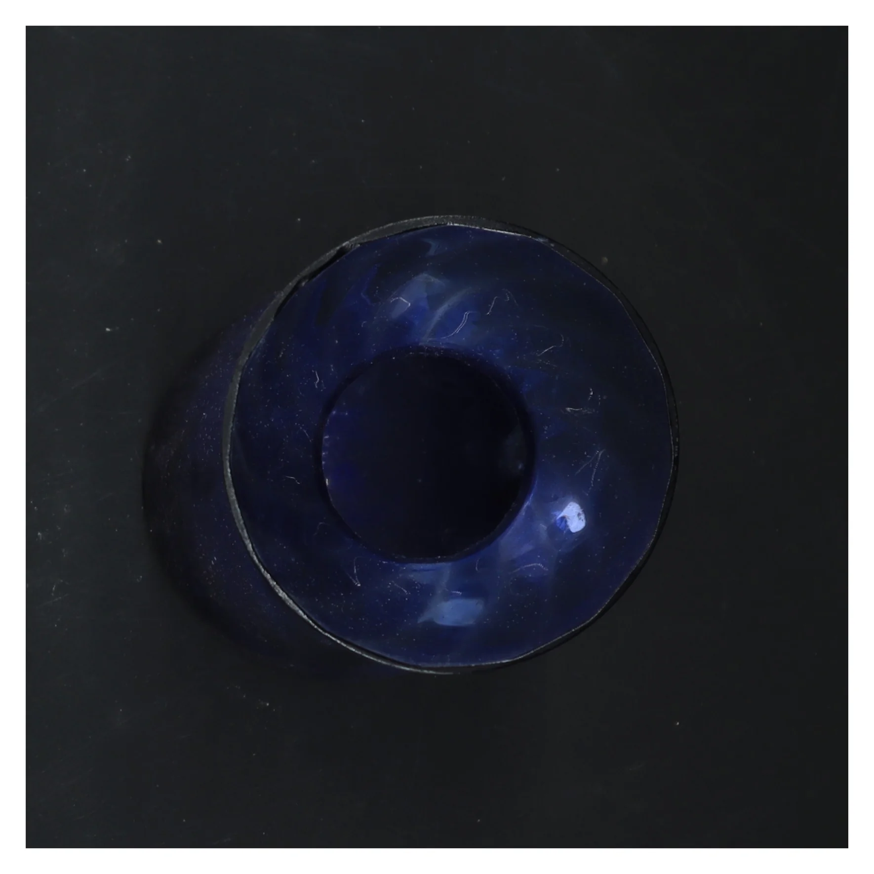 Blå glasvase, til hyacinter (str. 20x9 cm)