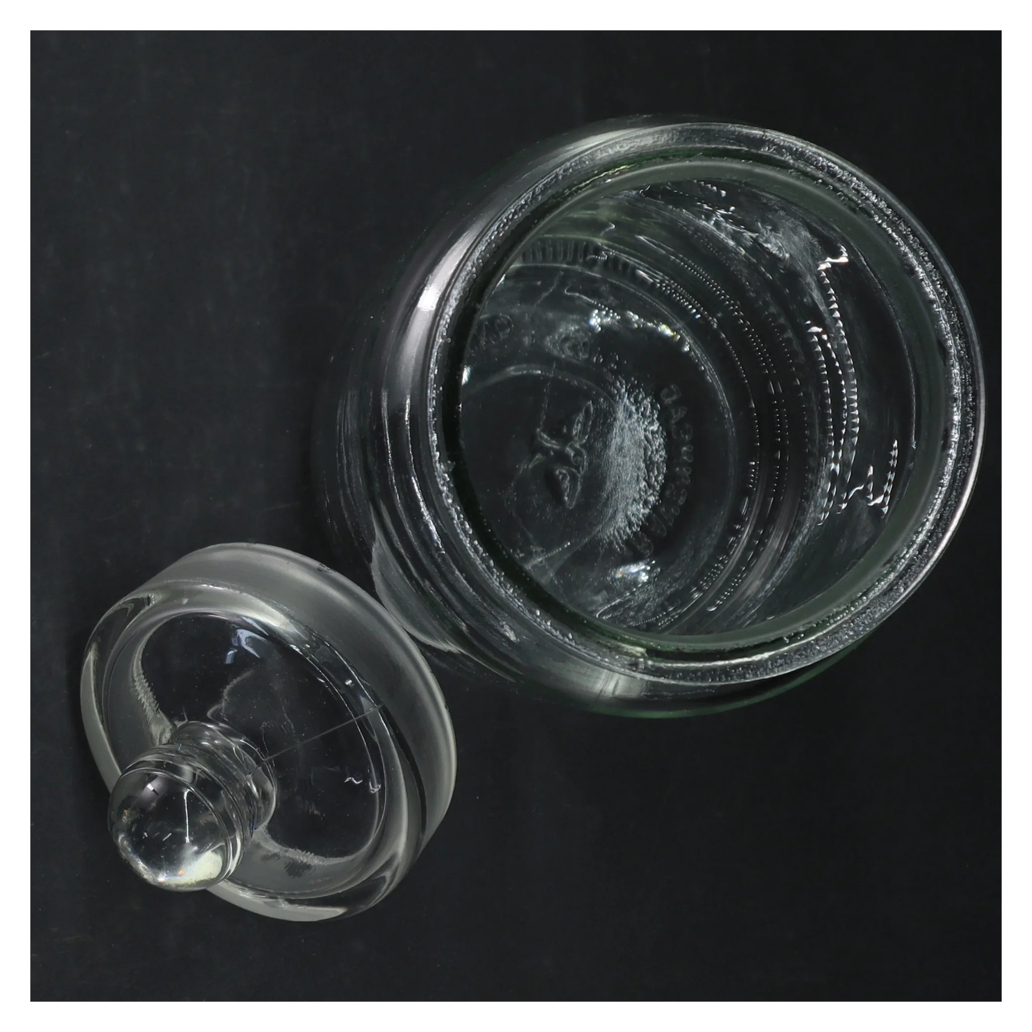 Glasbeholder med låg fra Ravenhead (str. Ø. 11 cm. længde, 21 cm)