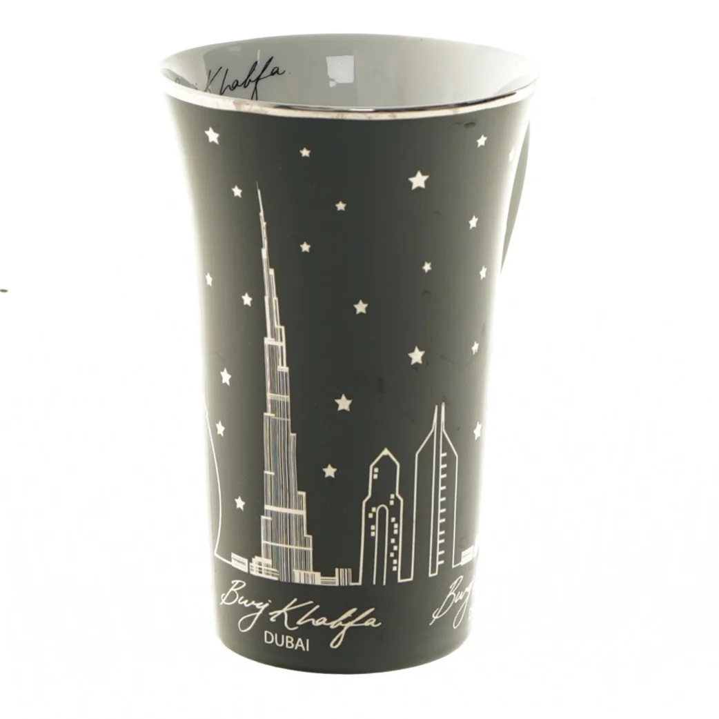 Dubai souvenir krus med Burj Khalifa design fra Dubai (str. Ø 9,5x15 cm)