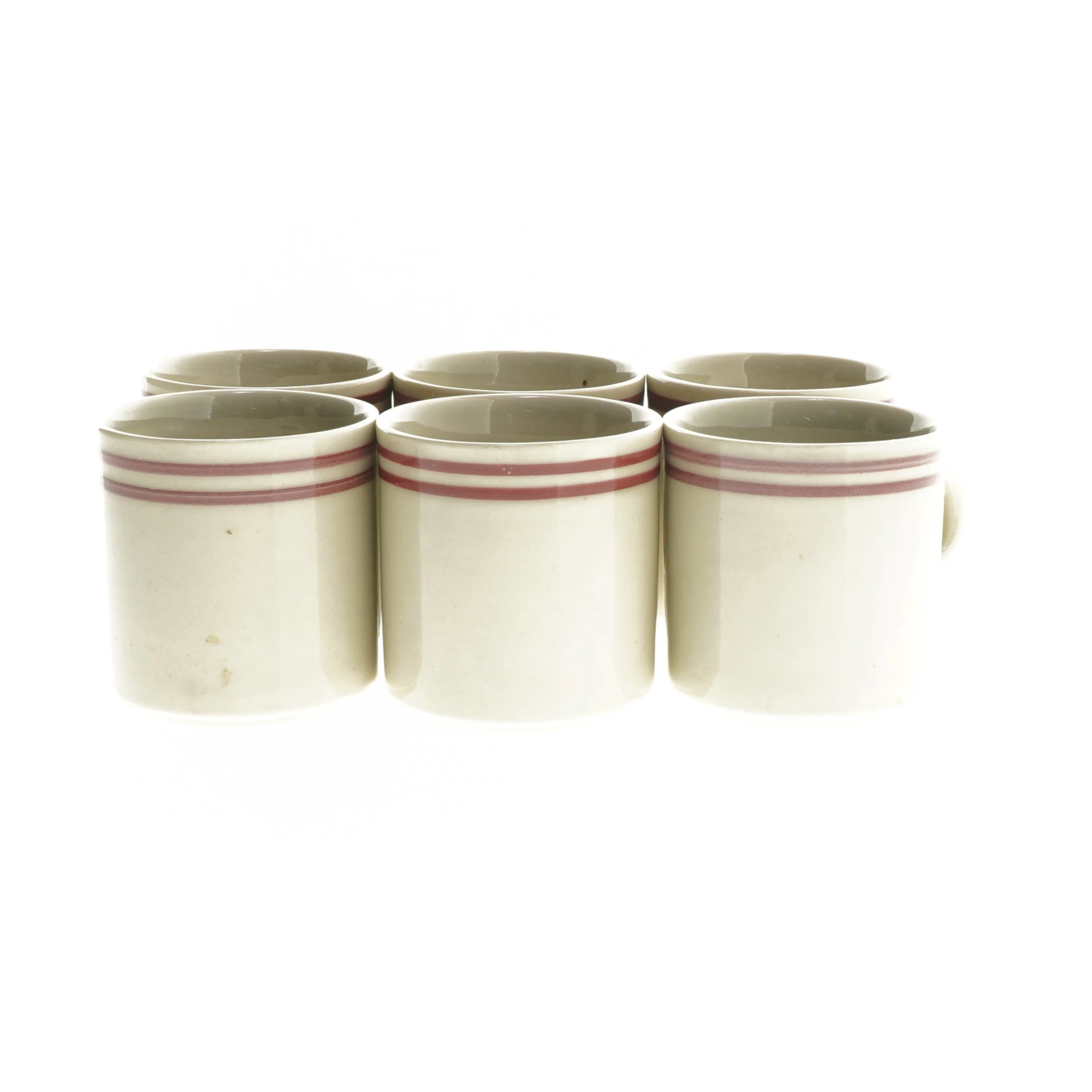 Keramiske krus med røde striber fra Spülmaschinenfest (str. Ø 8x8 cm)