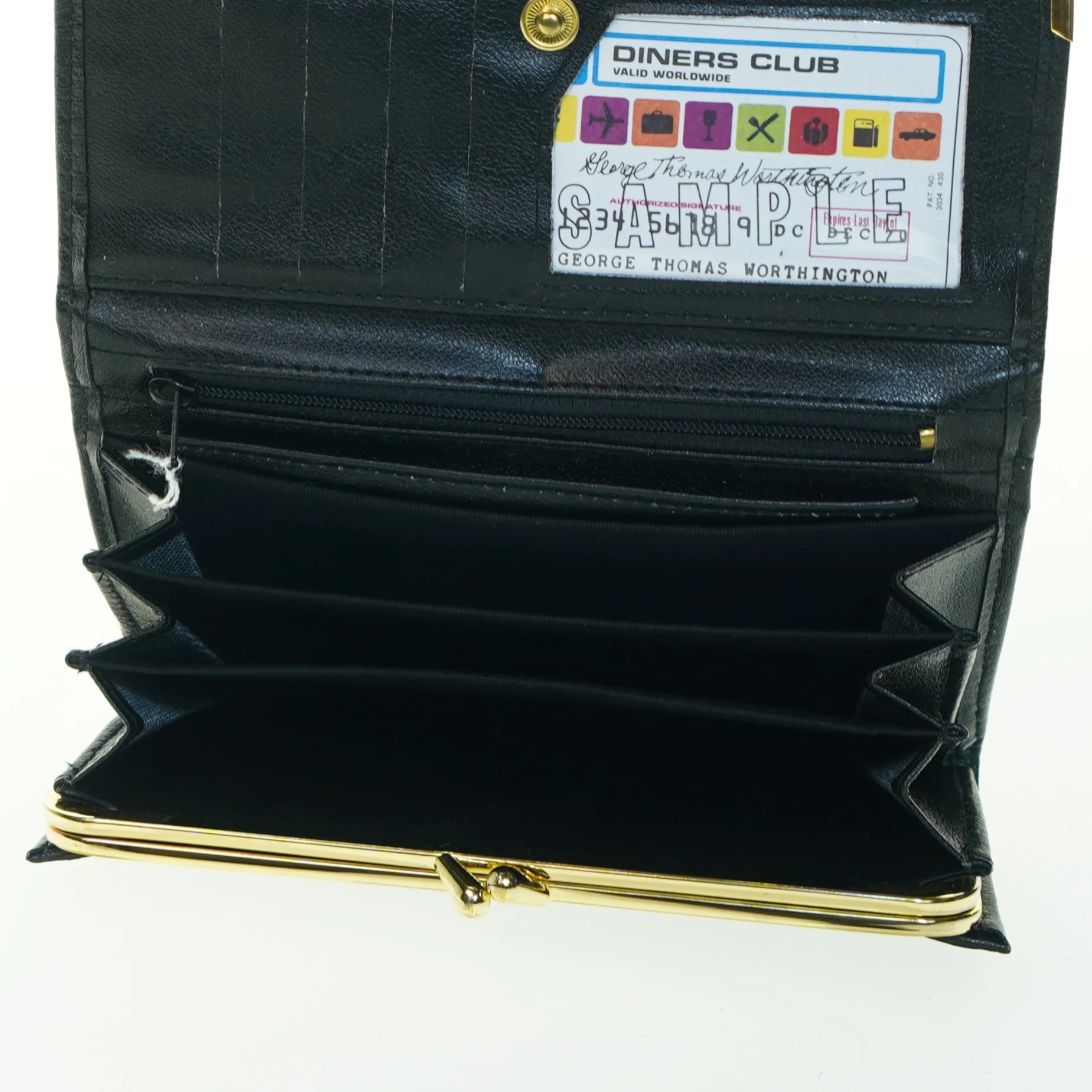 Sort læderpung (str. 18x10 cm)