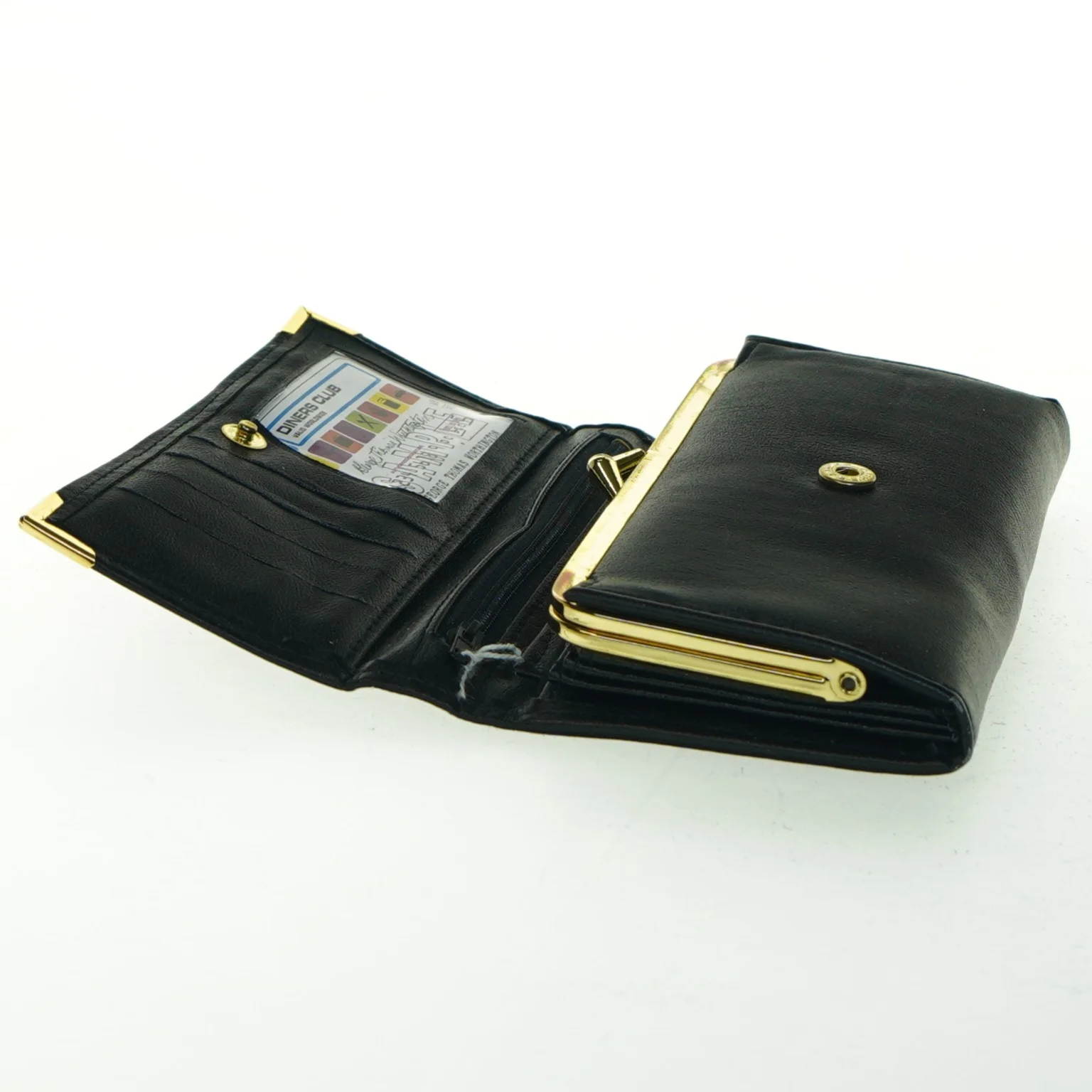 Sort læderpung (str. 18x10 cm)