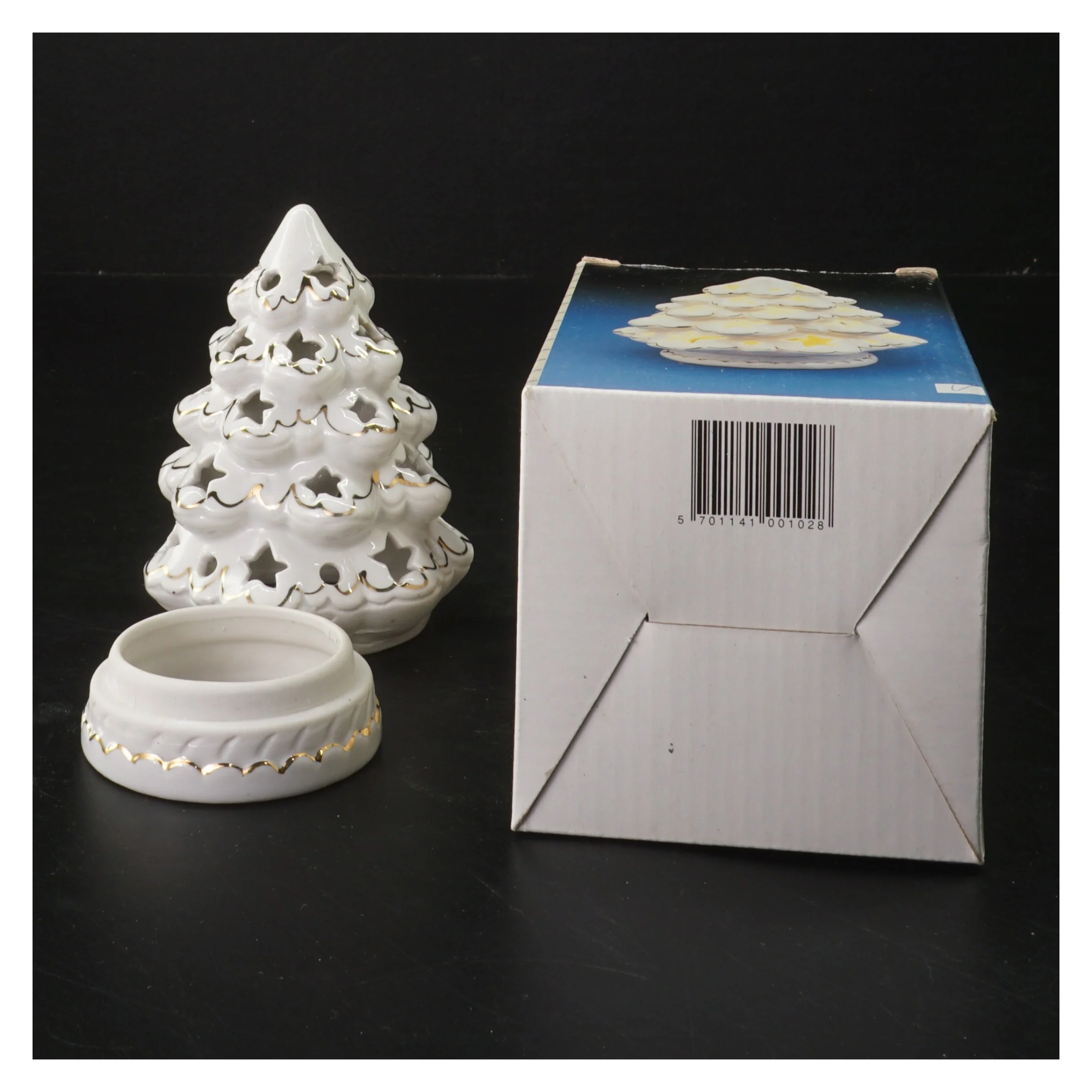 Keramisk juletræ lysholder (str. Ø 8,5x h 12 cm)