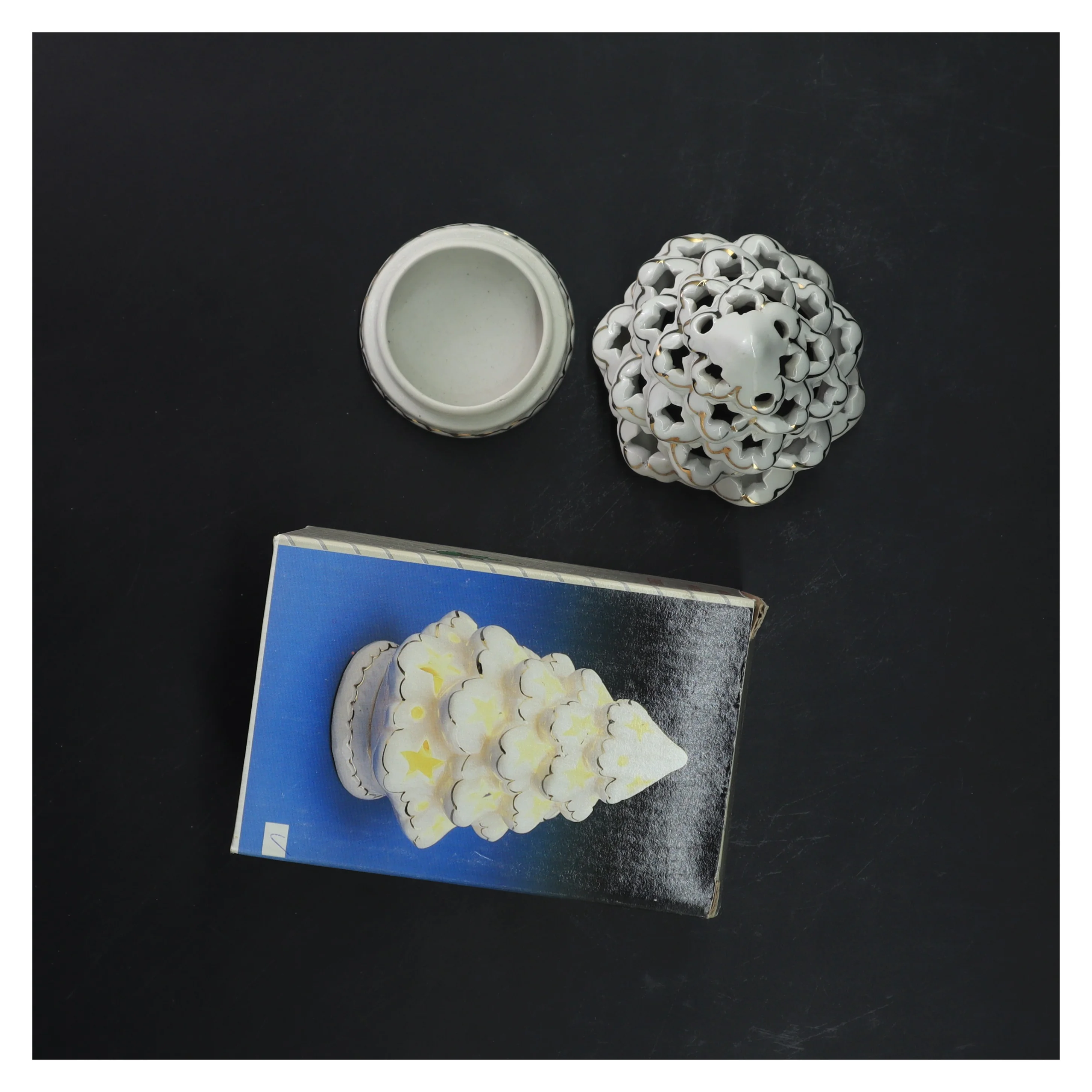 Keramisk juletræ lysholder (str. Ø 8,5x h 12 cm)