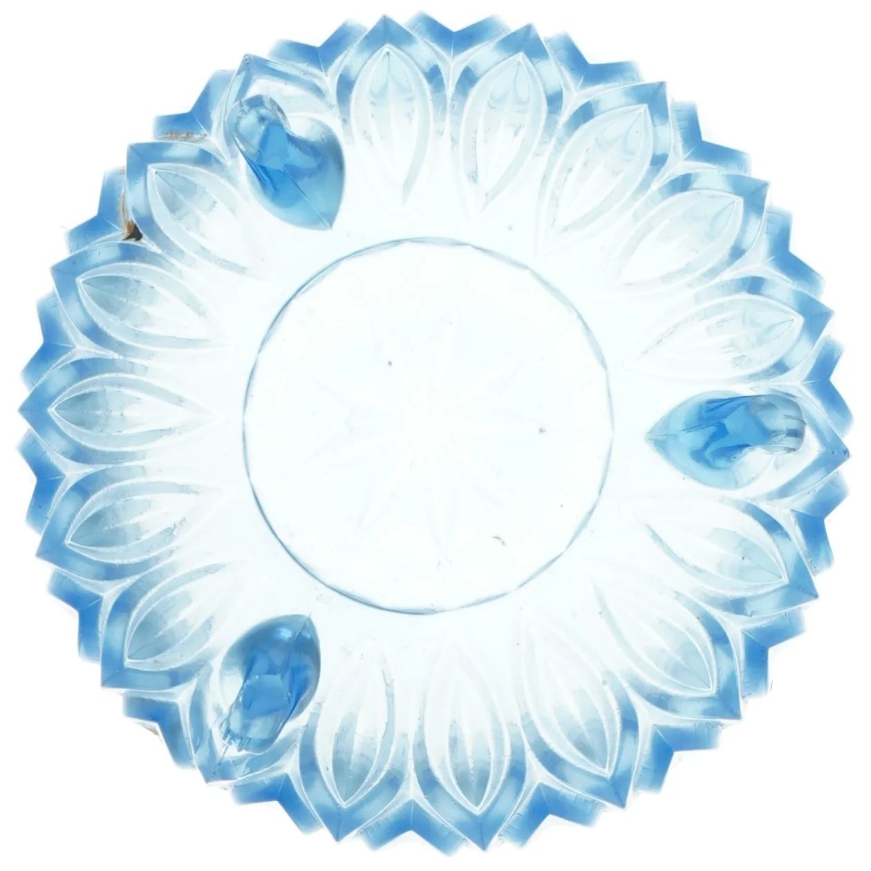 Blå glas-dekoreret skål (str. Ø 15 cm)