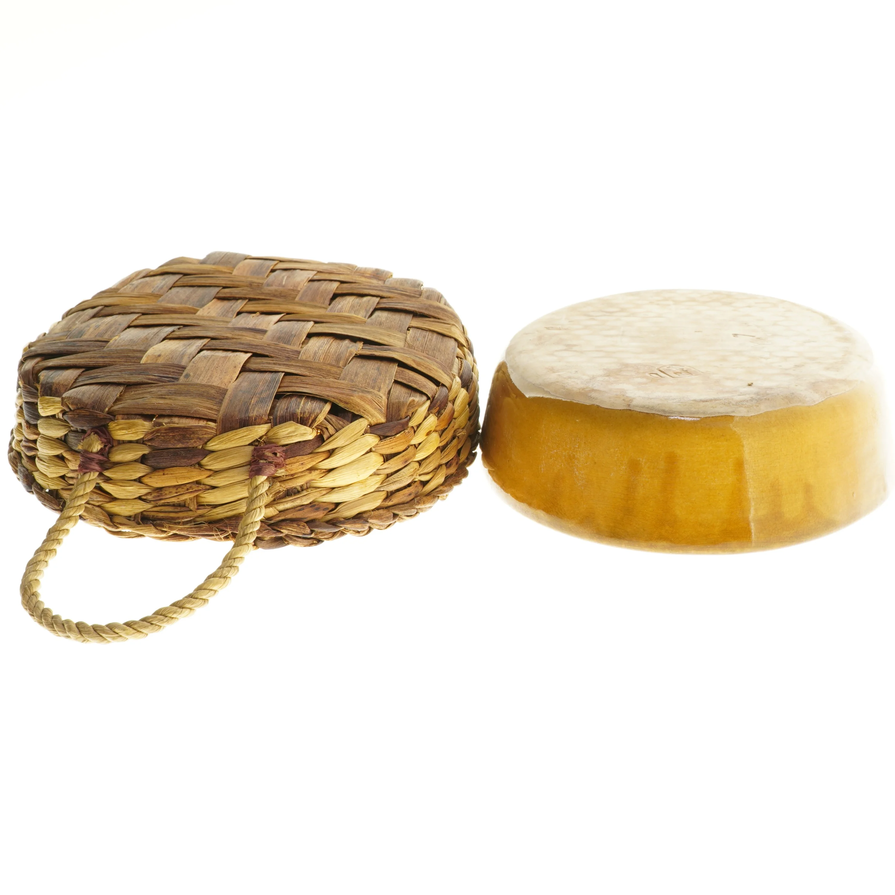 Flettet kurv med keramikfad (str. Ø 29xØ 20 cm)