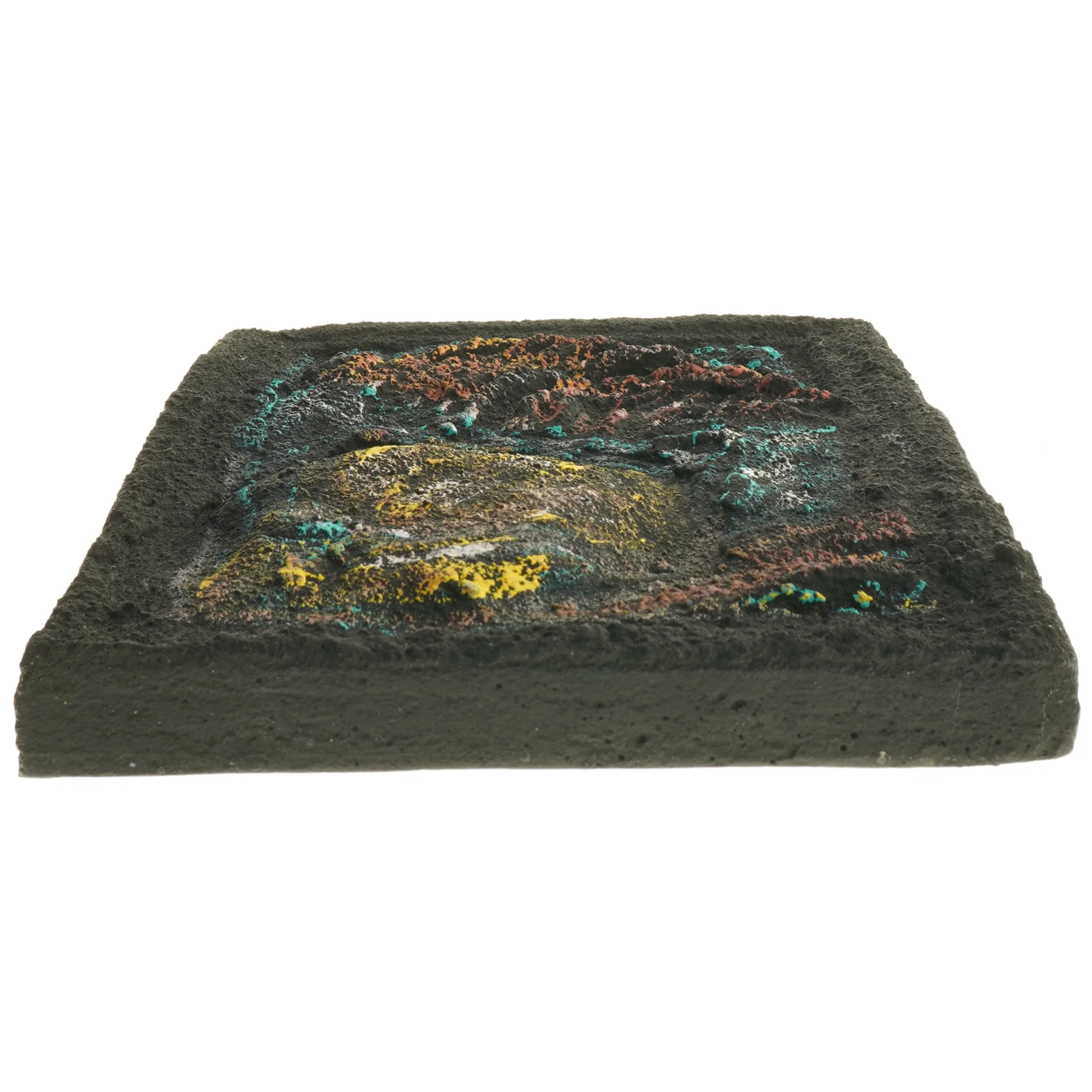 Farverigt relief kunstværk (str. 34x23 cm)