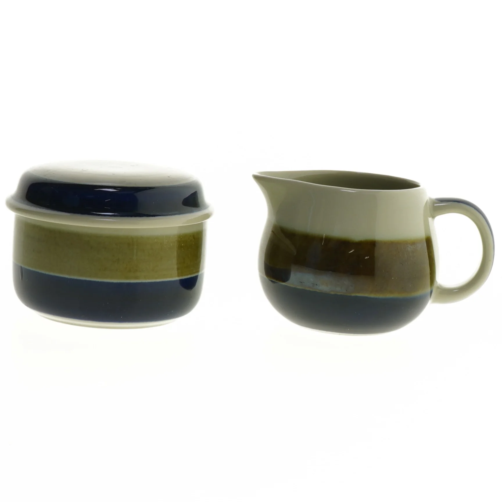 Sukkerskål og flødekande fra Rörstrand (str. Ø. 8,5 cm. og. 9,5 cm)