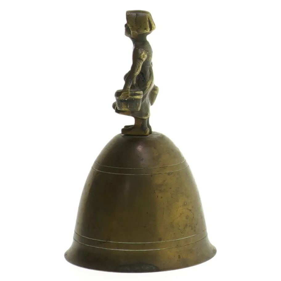 Messingklokke med figur (str. 12 cm)