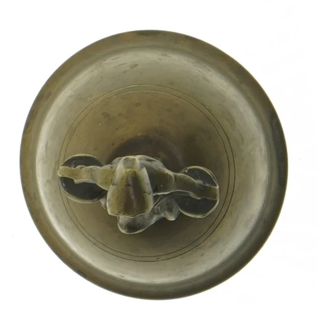 Messingklokke med figur (str. 12 cm)