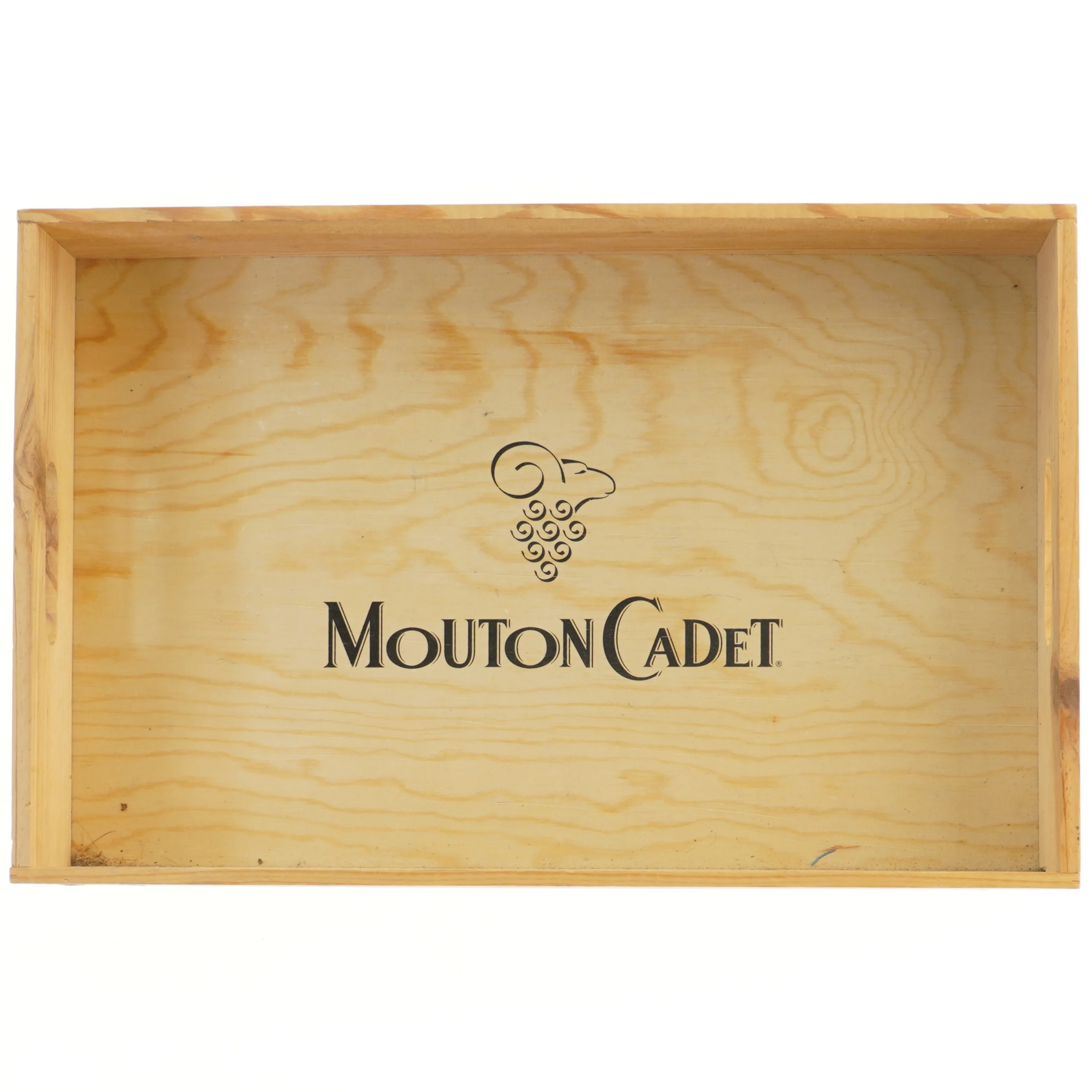 Træbakke med håndtag fra Mouton Cadet Rouge (str. 9x33x50 cm)