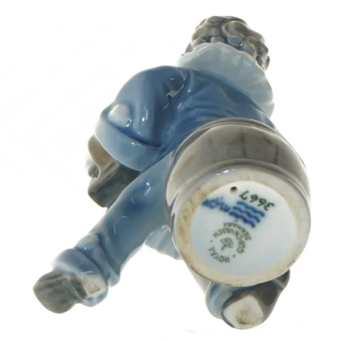 Porcelænsfigur af klovn med harmonika fra Royal Copenhagen (str. 11x5 cm)