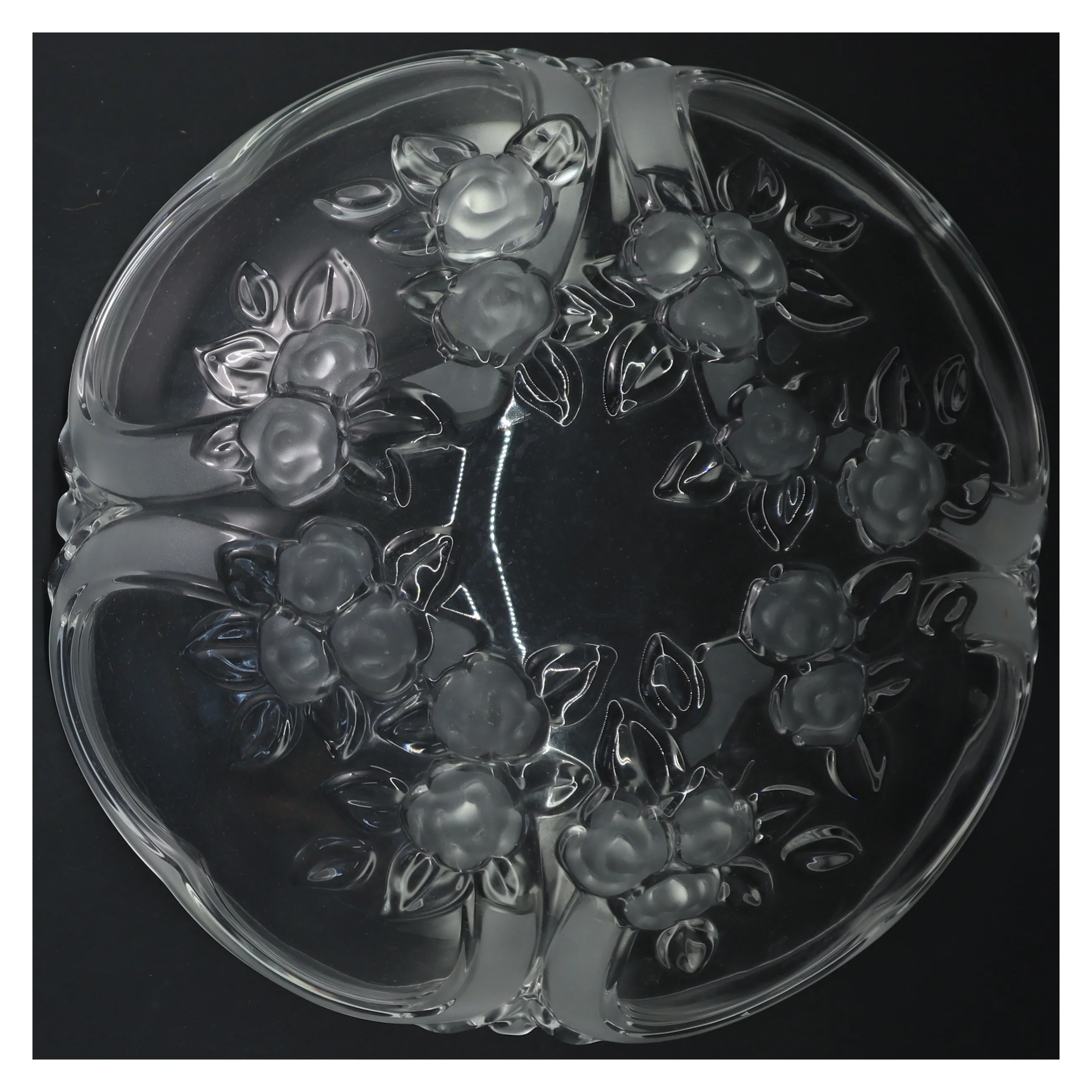 Glas skål med blomster design (str. 27,5 cm)
