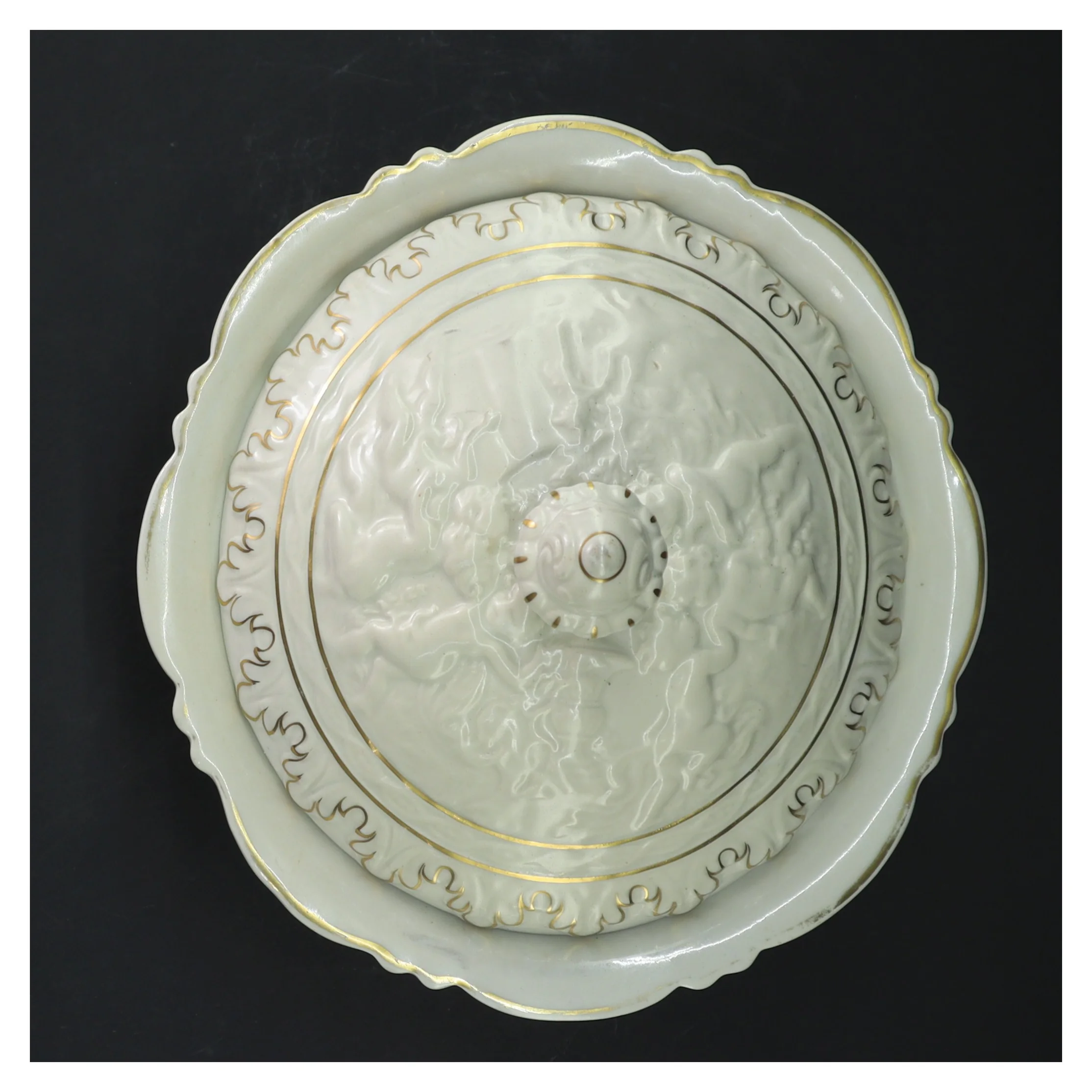 Dekorativ porcelænsskål med låg (str. Ø 17 cm)