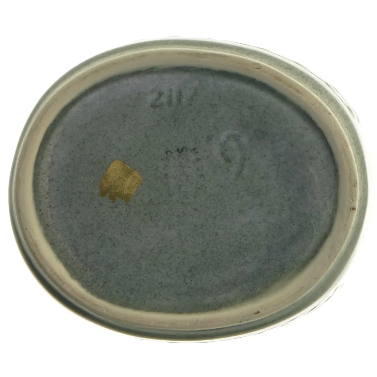 Grøn keramikvase med mønster (str. 21 cm)