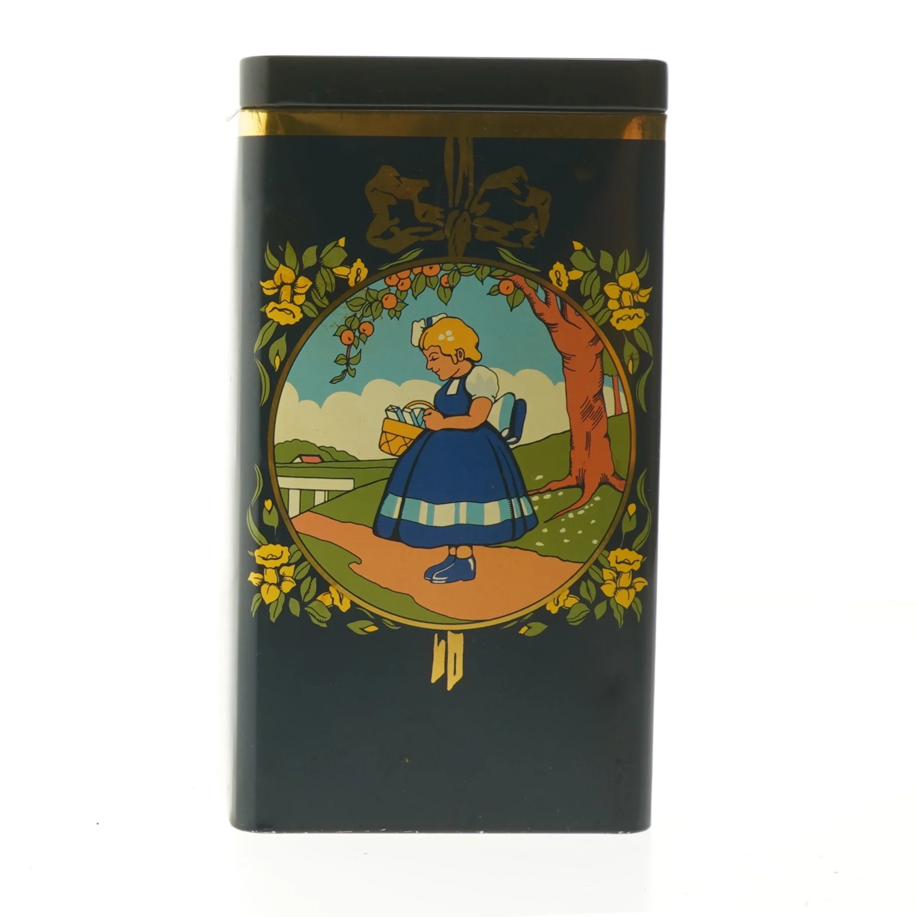 Dekorativ blikdåse med retro design fra Irma (str.  21x12 cm)