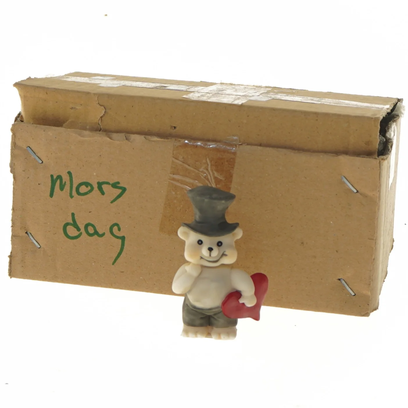 Dekorationsbamser med hjerte, 12 stk. (str. 12 styk, 8 cm)