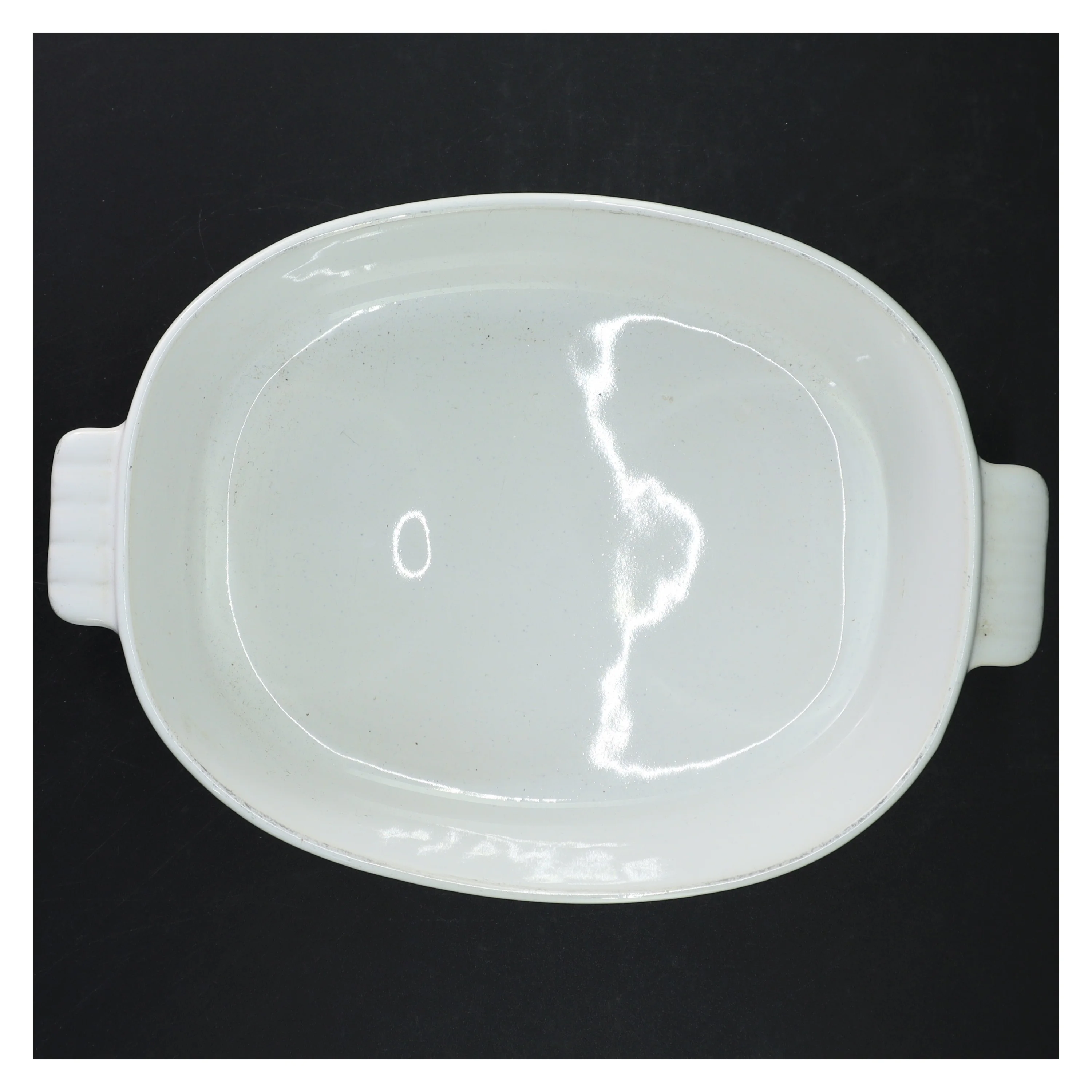 Hvidt ovalt ovnfast fad fra Søholm (str. 22x16 cm)