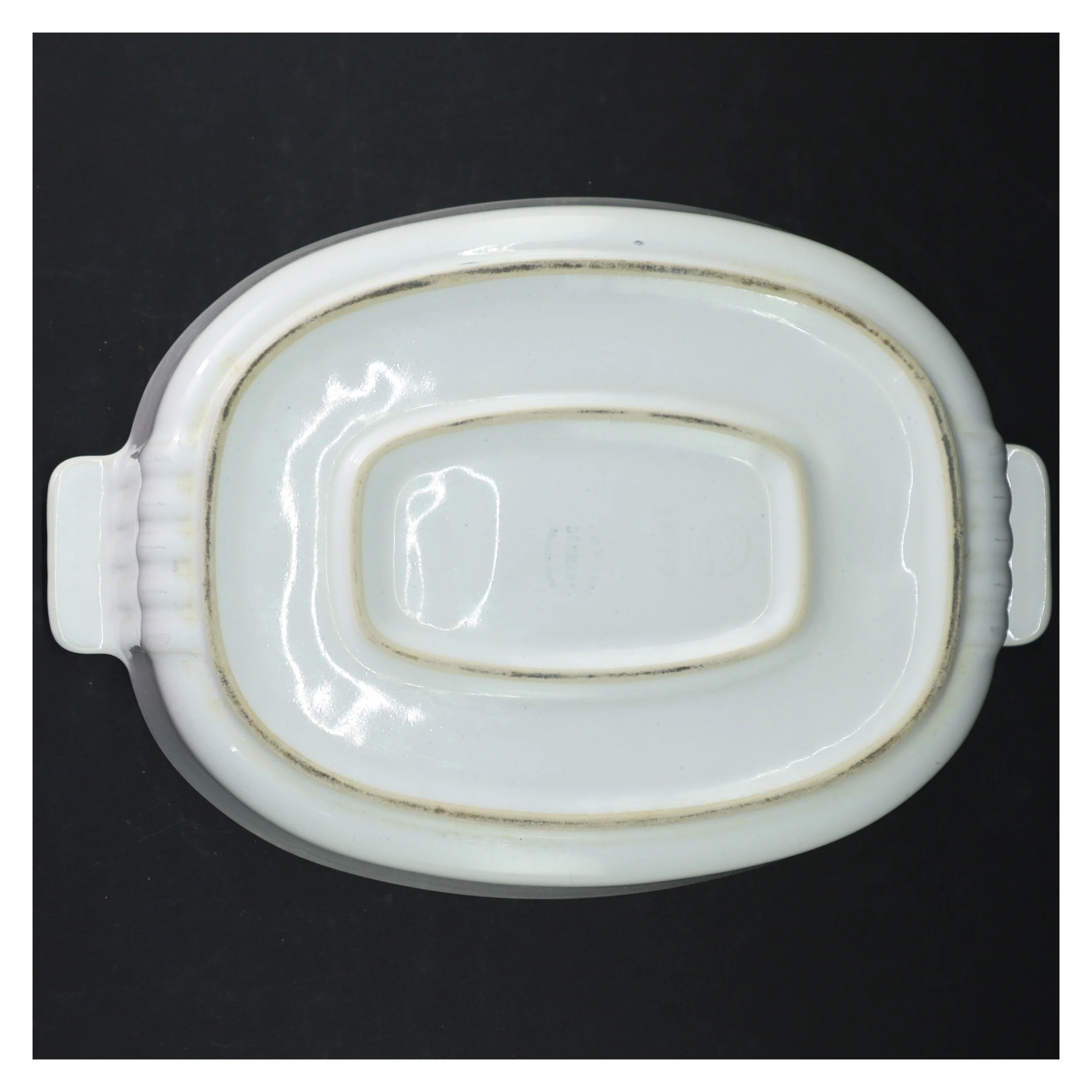 Hvidt ovalt ovnfast fad fra Søholm (str. 22x16 cm)