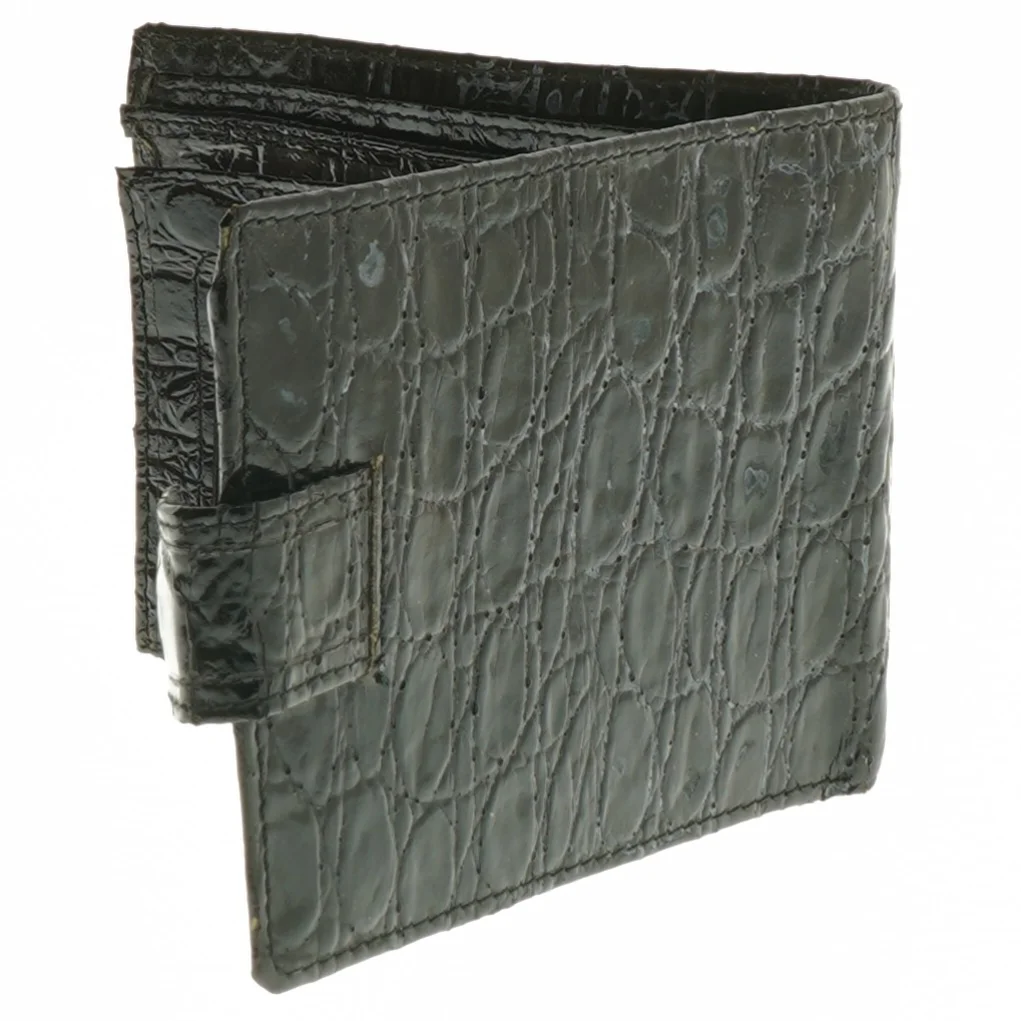 Sort krokodillemønstret pung (str. 12x9,5 cm)