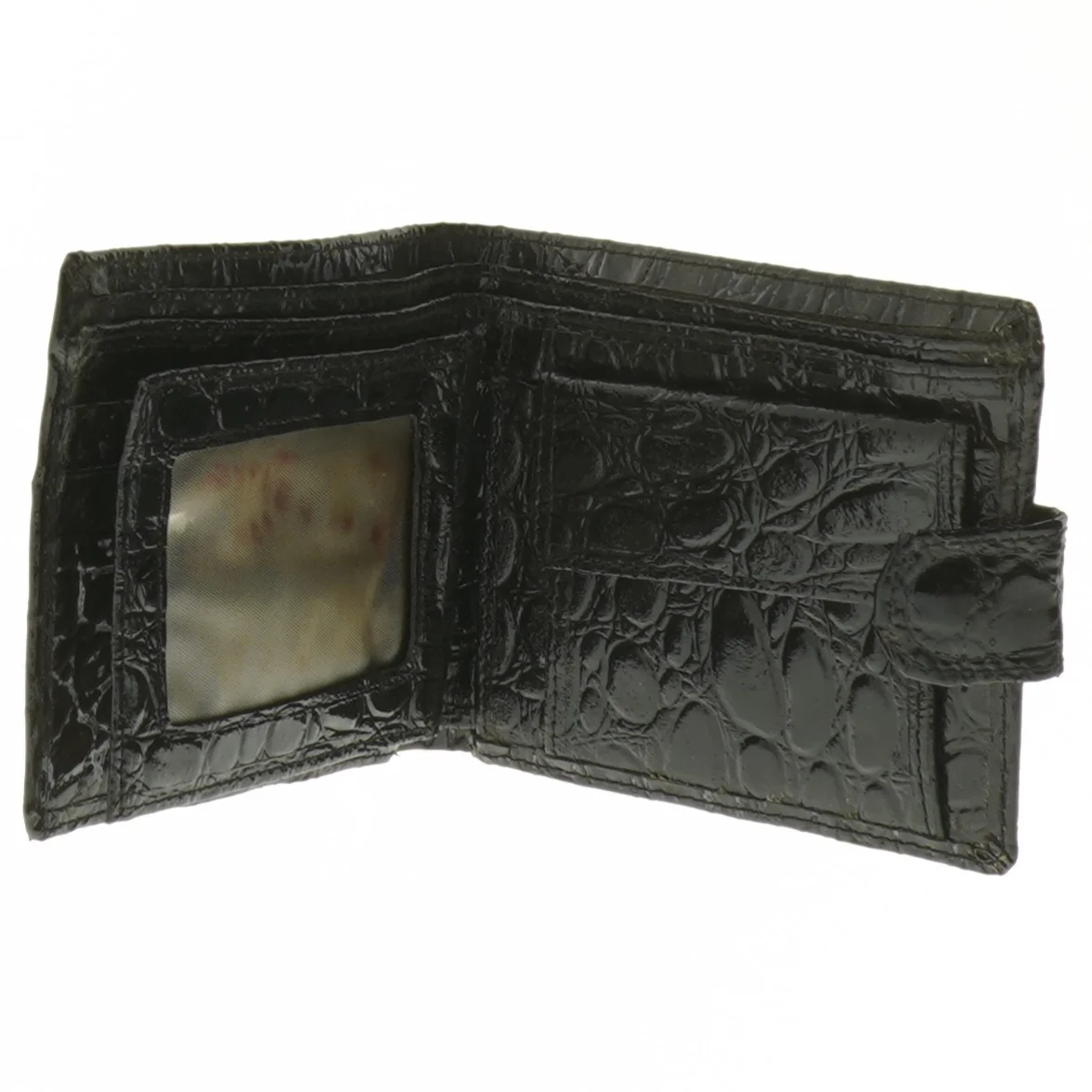 Sort krokodillemønstret pung (str. 12x9,5 cm)