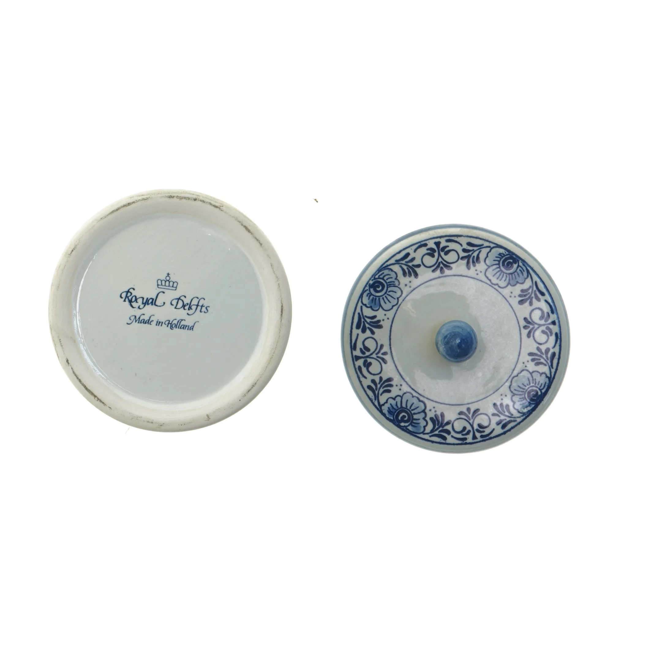 Lågkrukke med motiv (str. Ø. 10,5 cm længde. 11 cm)