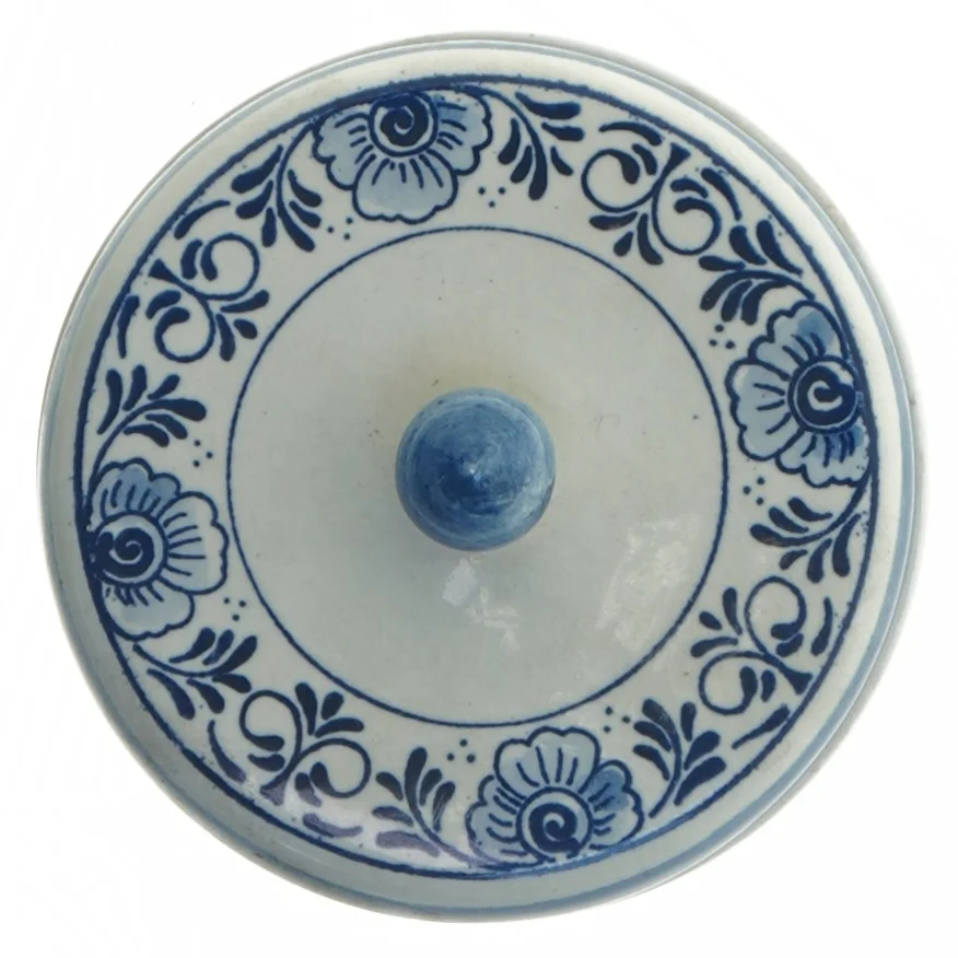 Lågkrukke med motiv (str. Ø. 10,5 cm længde. 11 cm)