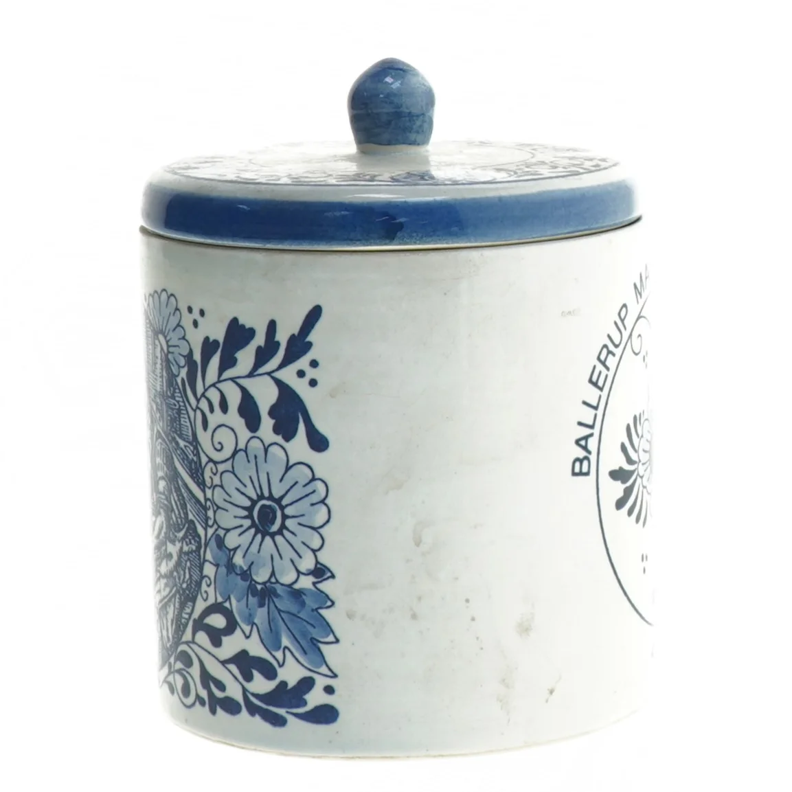 Lågkrukke med motiv (str. Ø. 10,5 cm længde. 11 cm)