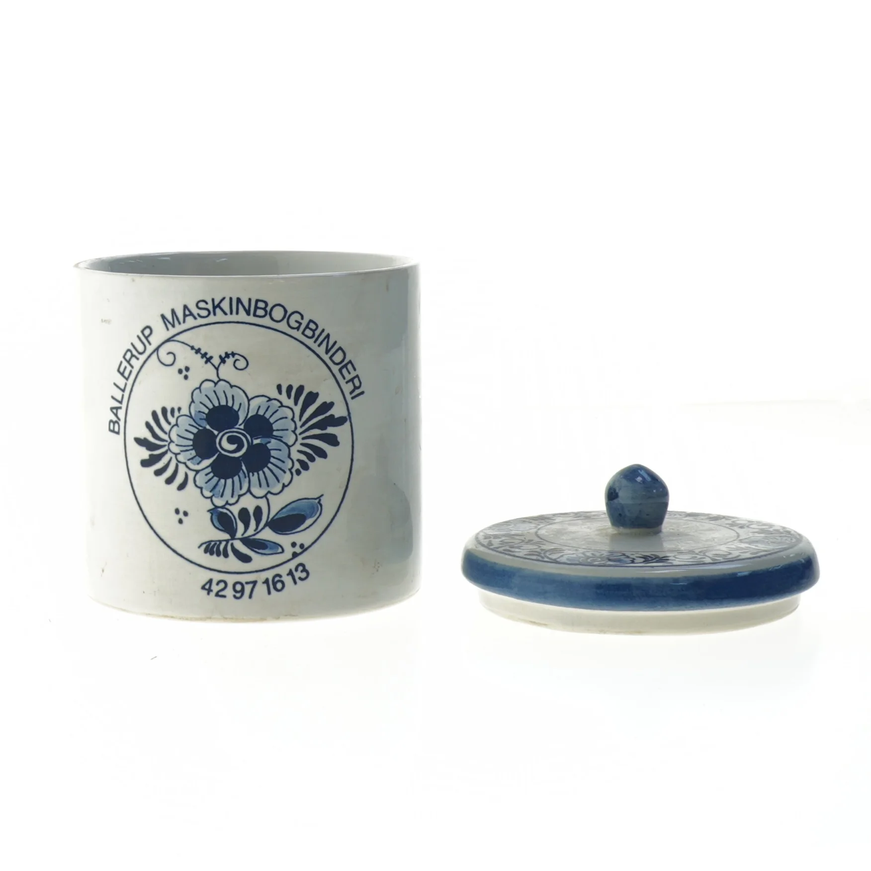 Lågkrukke med motiv (str. Ø. 10,5 cm længde. 11 cm)