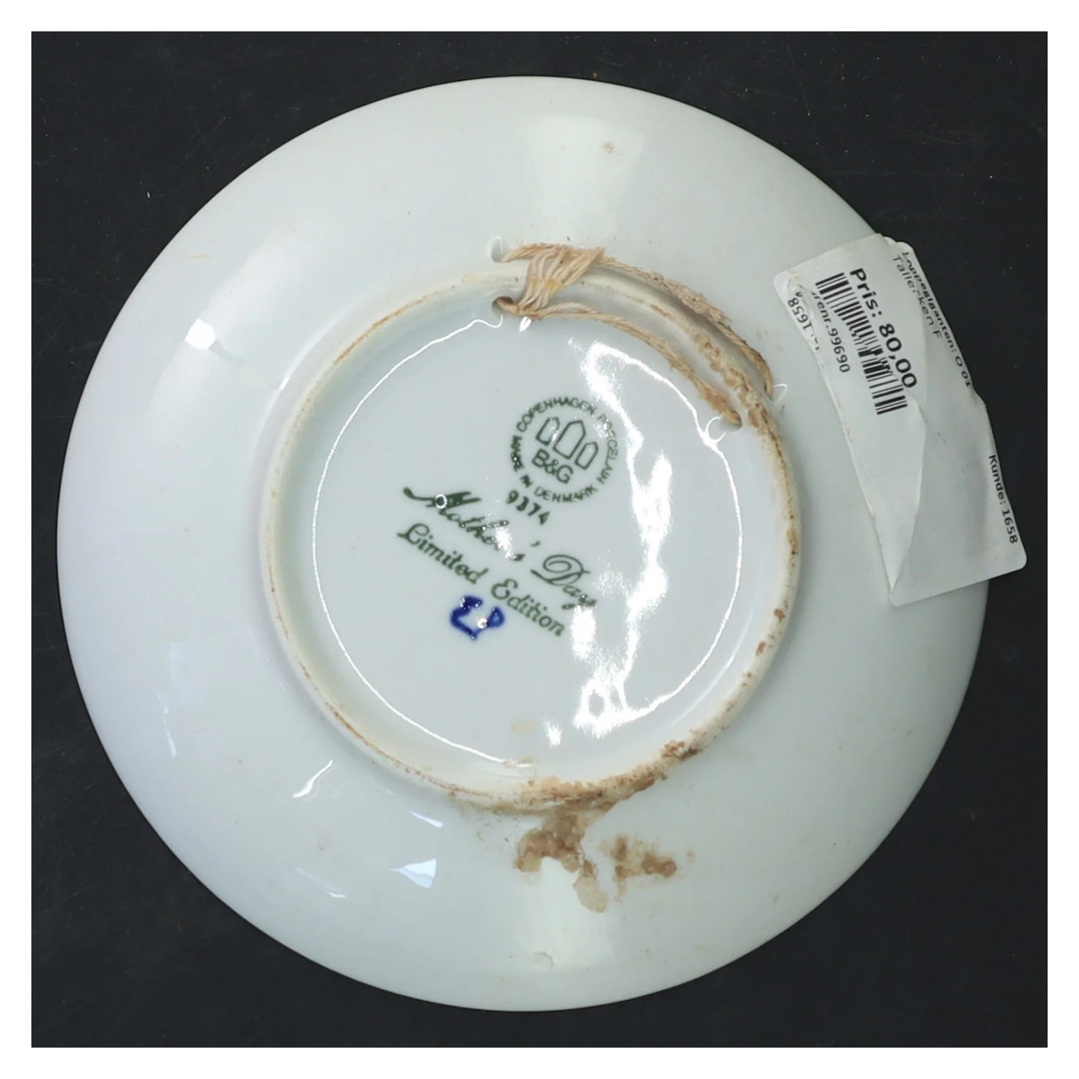 Bing & Grøndahl Mors Dag platte 1974 fra B&G (str. Ø 15 cm)