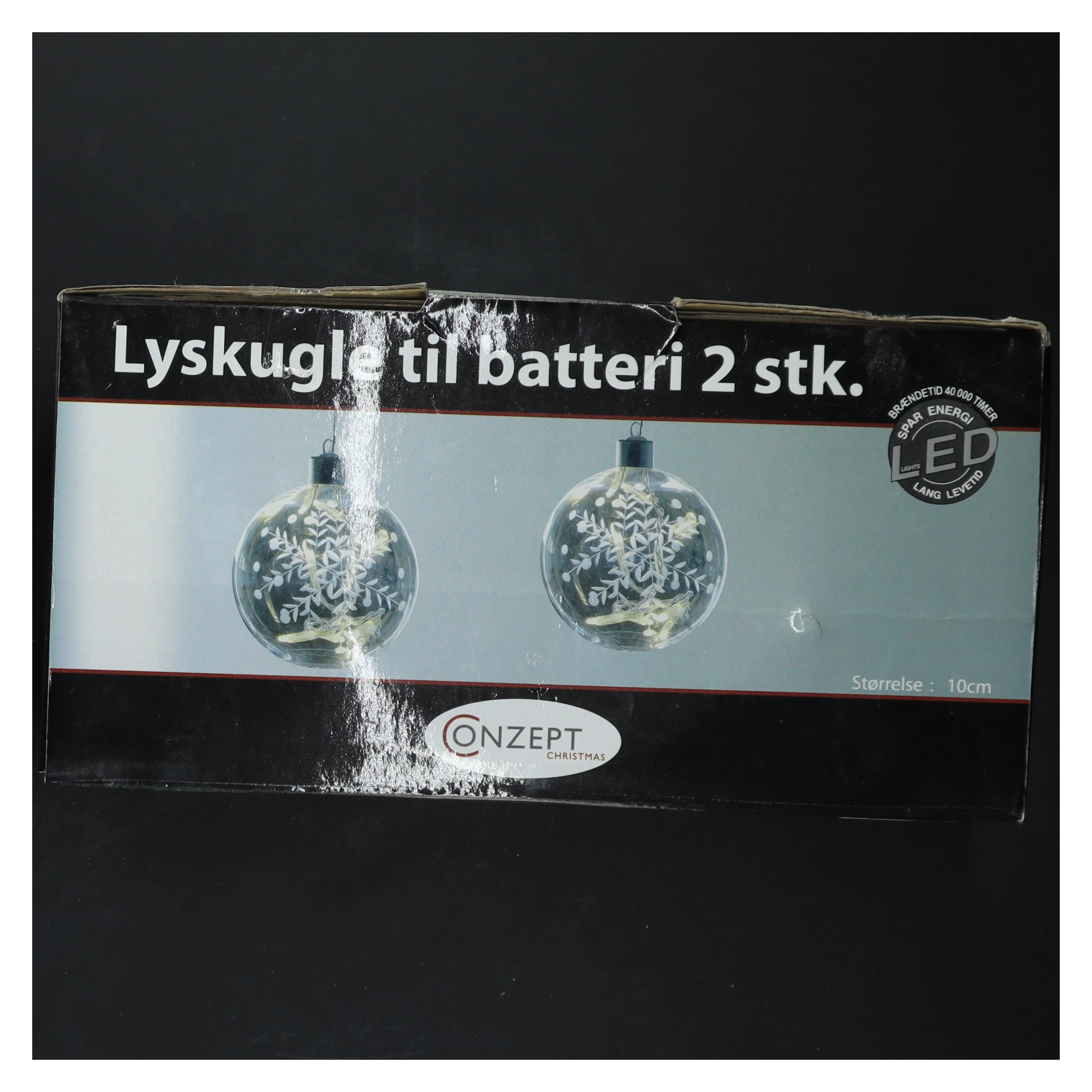 Lyskugle til batteri, 2 stk fra Conzept (str. Ø 10 cm)