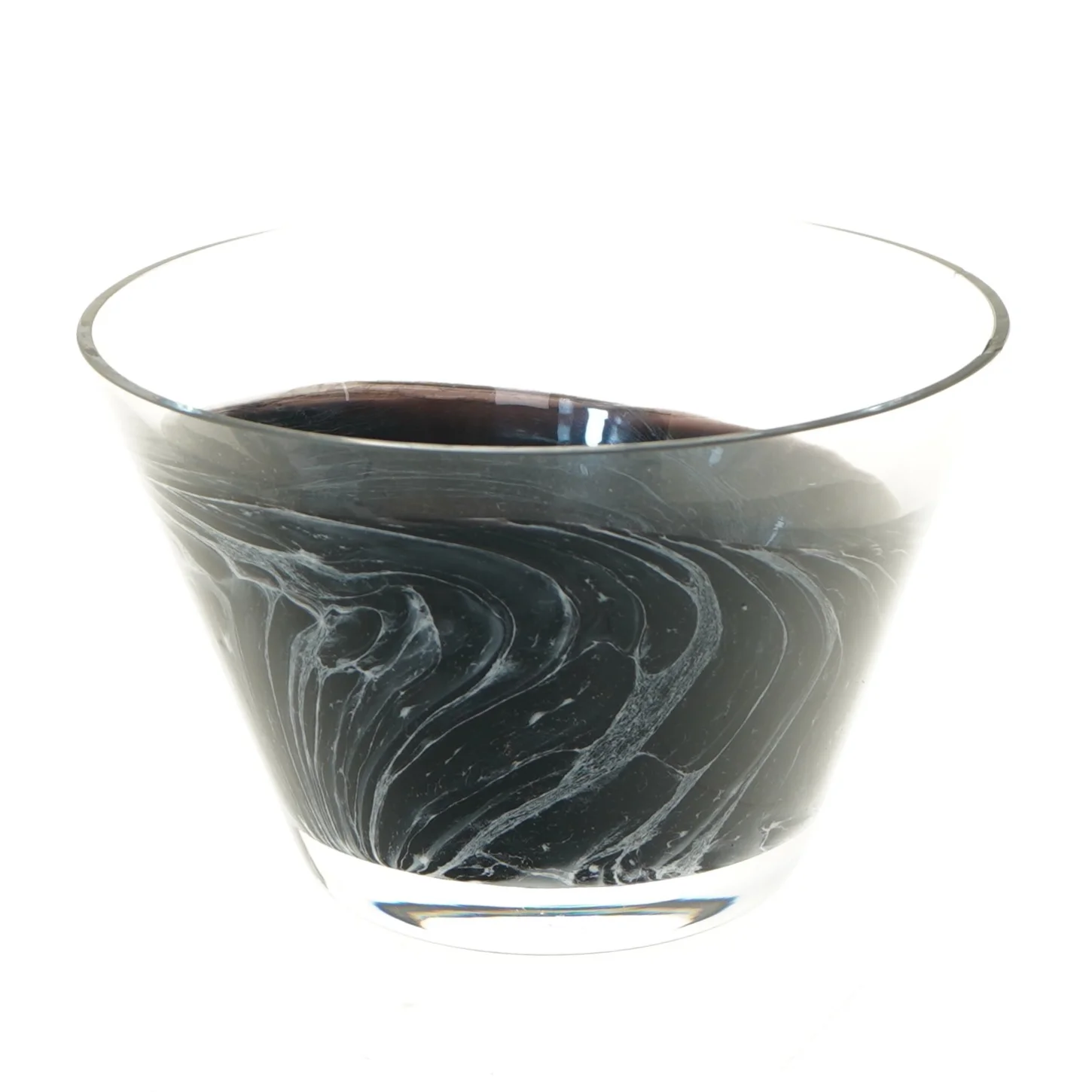 Glas vase med marmoreret mønster (str. Ø 19 cm)