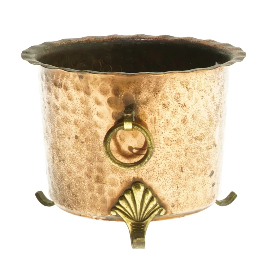 Kobberholder med dekoration (str. Ø 12 cm længde 9 cm)