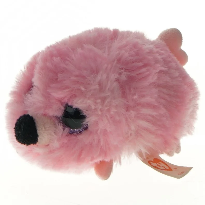 Rosa plys bamse fra Ty (str. 10 cm)