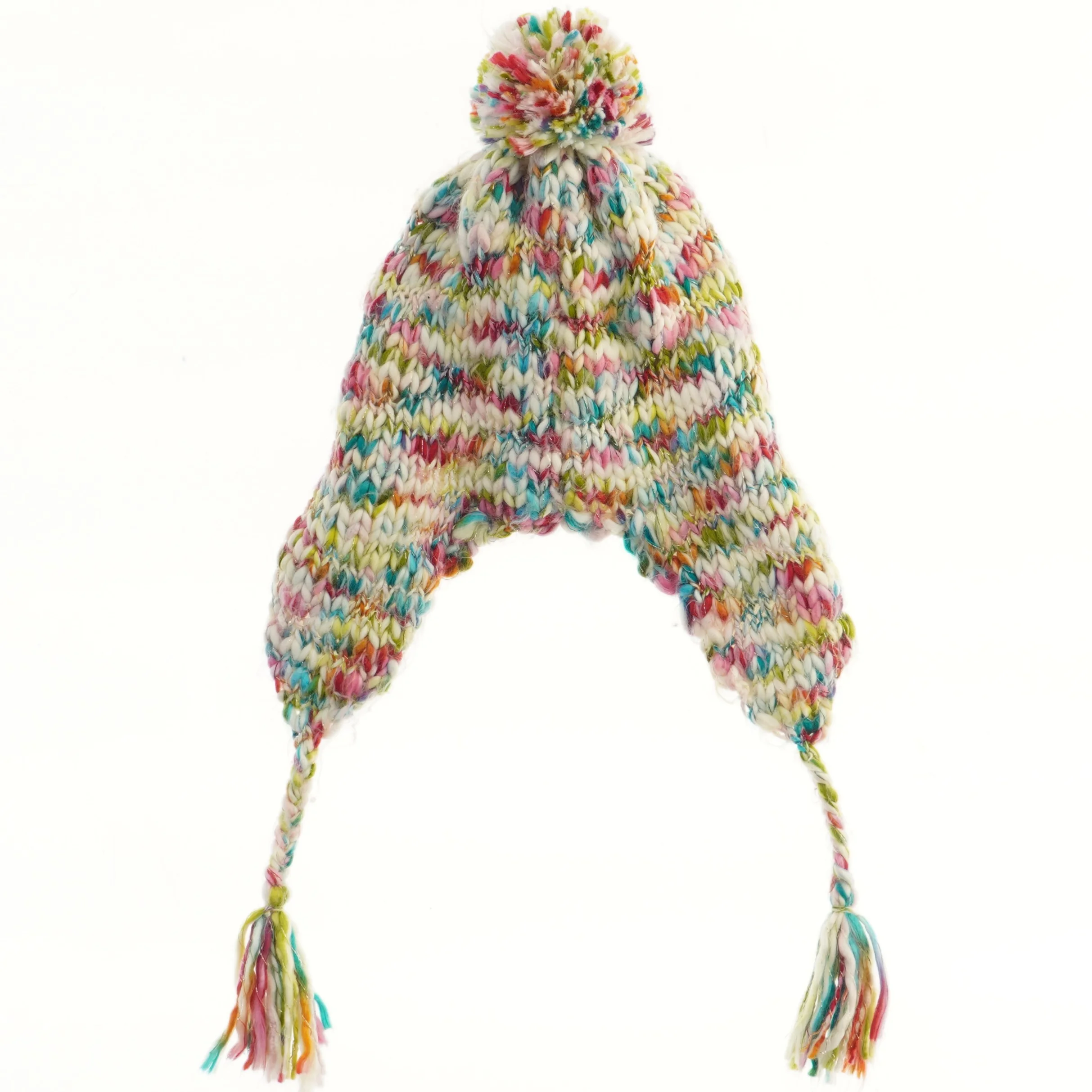Farverig strikket hue med kvast fra H&M (str. 86)