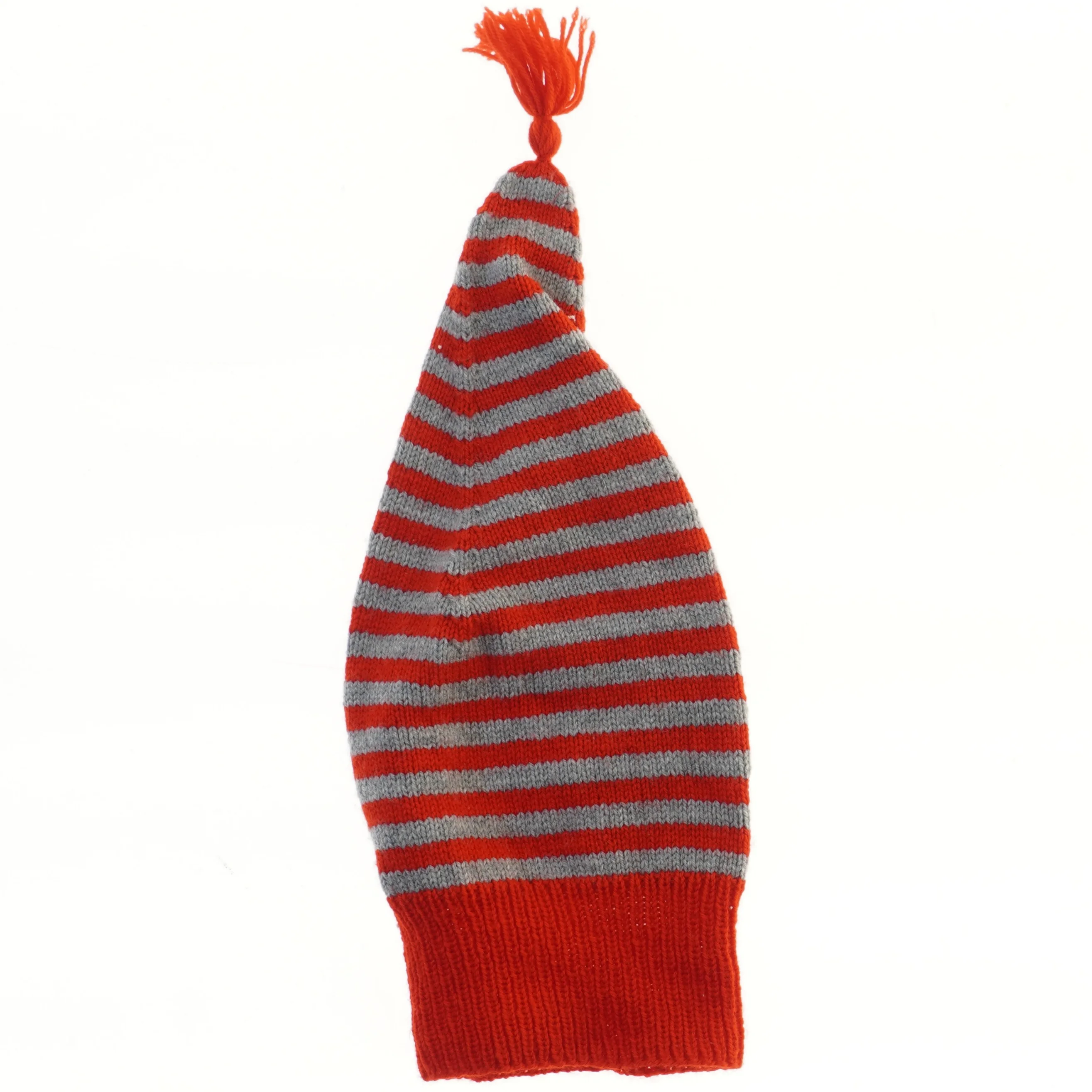 Strikket nissehue med kvast (str. Ø 22 cm)