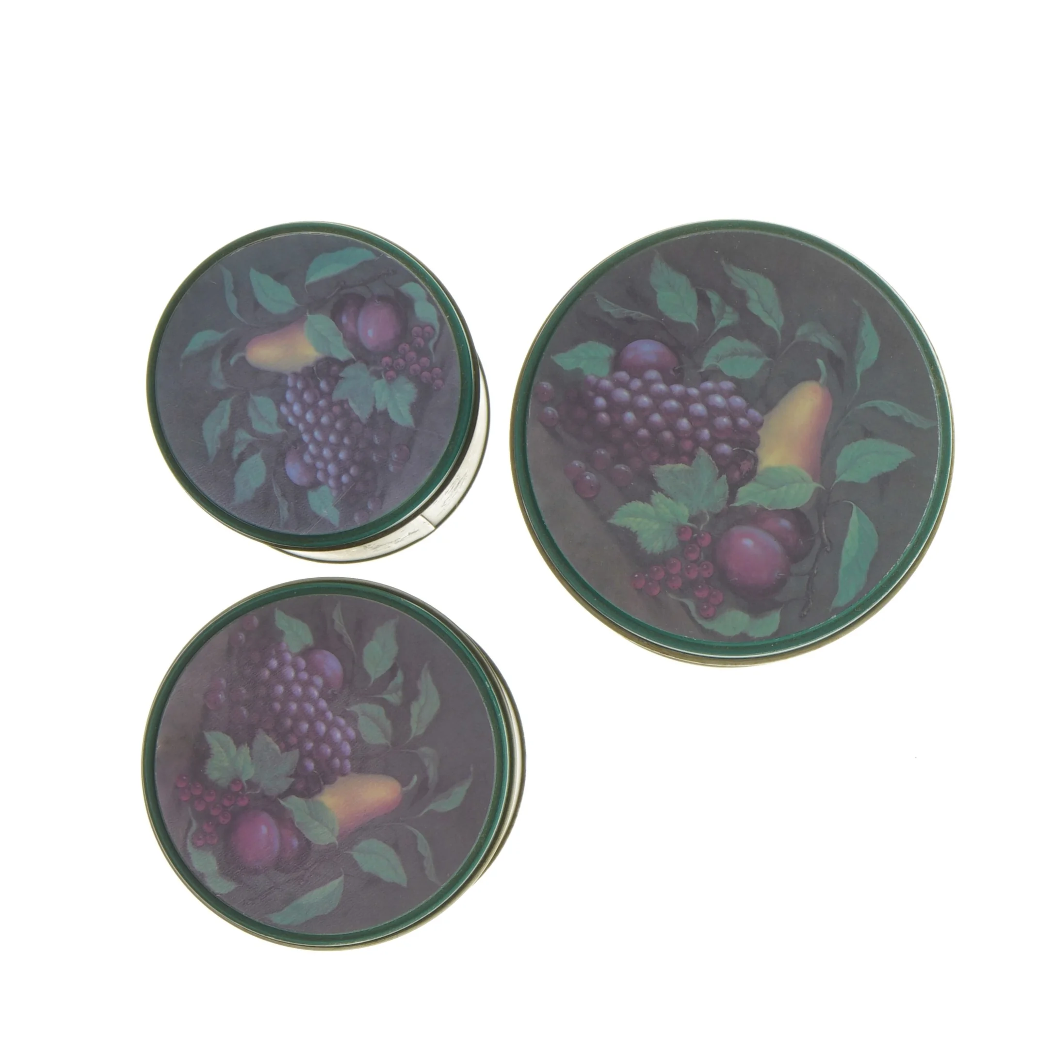 Runde opbevaringsdåser med frugtprint (str. 11,5 cm og 13 cm og 13,7 cm)
