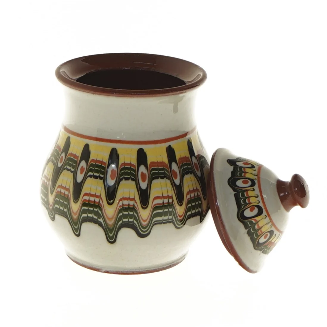 Dekorativ krukke med låg (str. 14 cm)