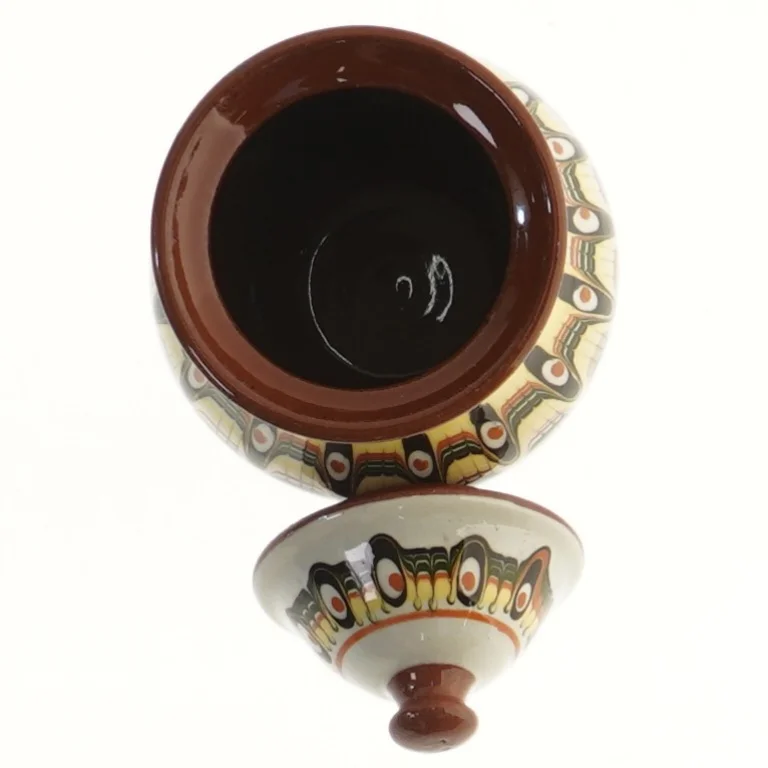 Dekorativ krukke med låg (str. 14 cm)