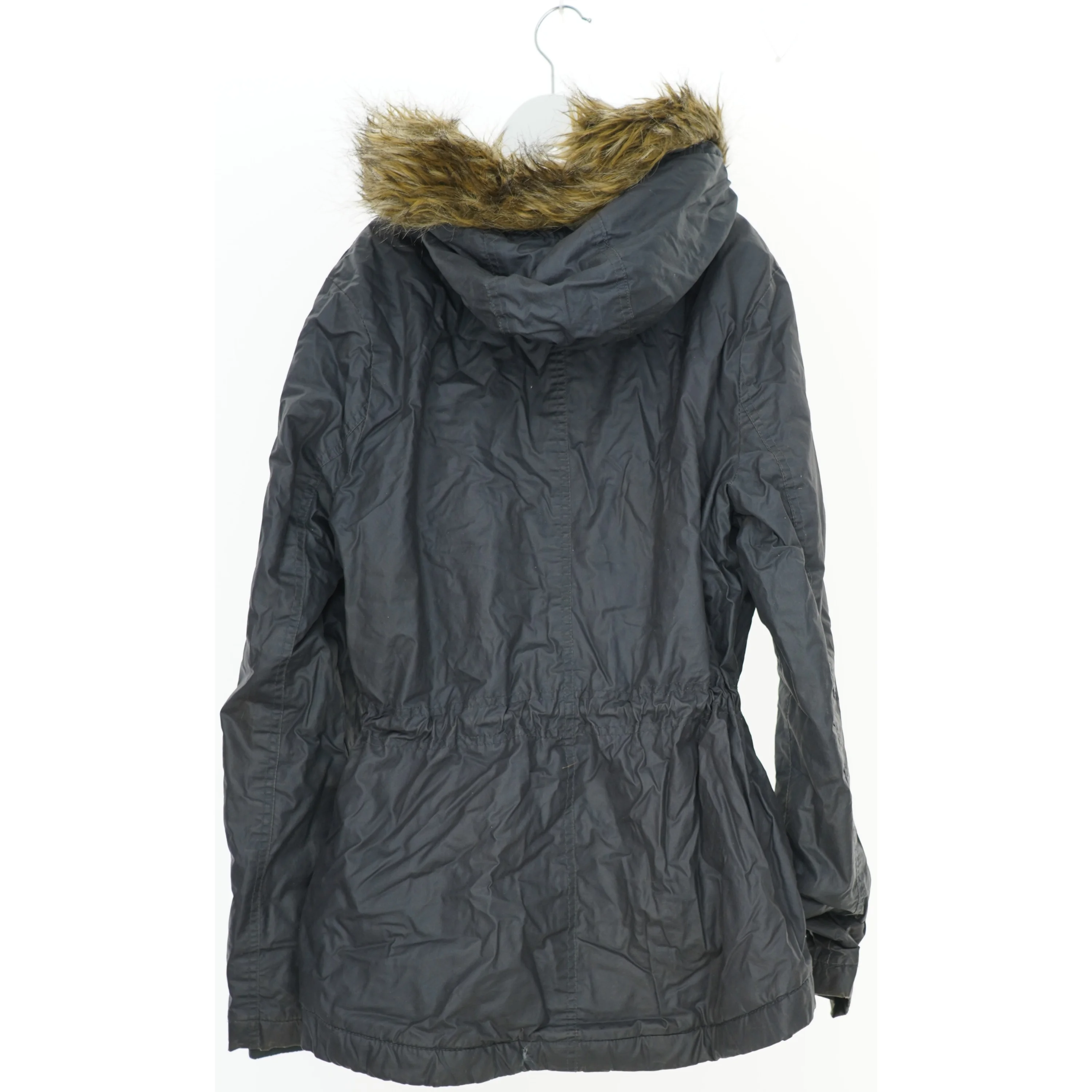 Vinterjakke med hætte og pelsdetaljer fra H&M (str. S)