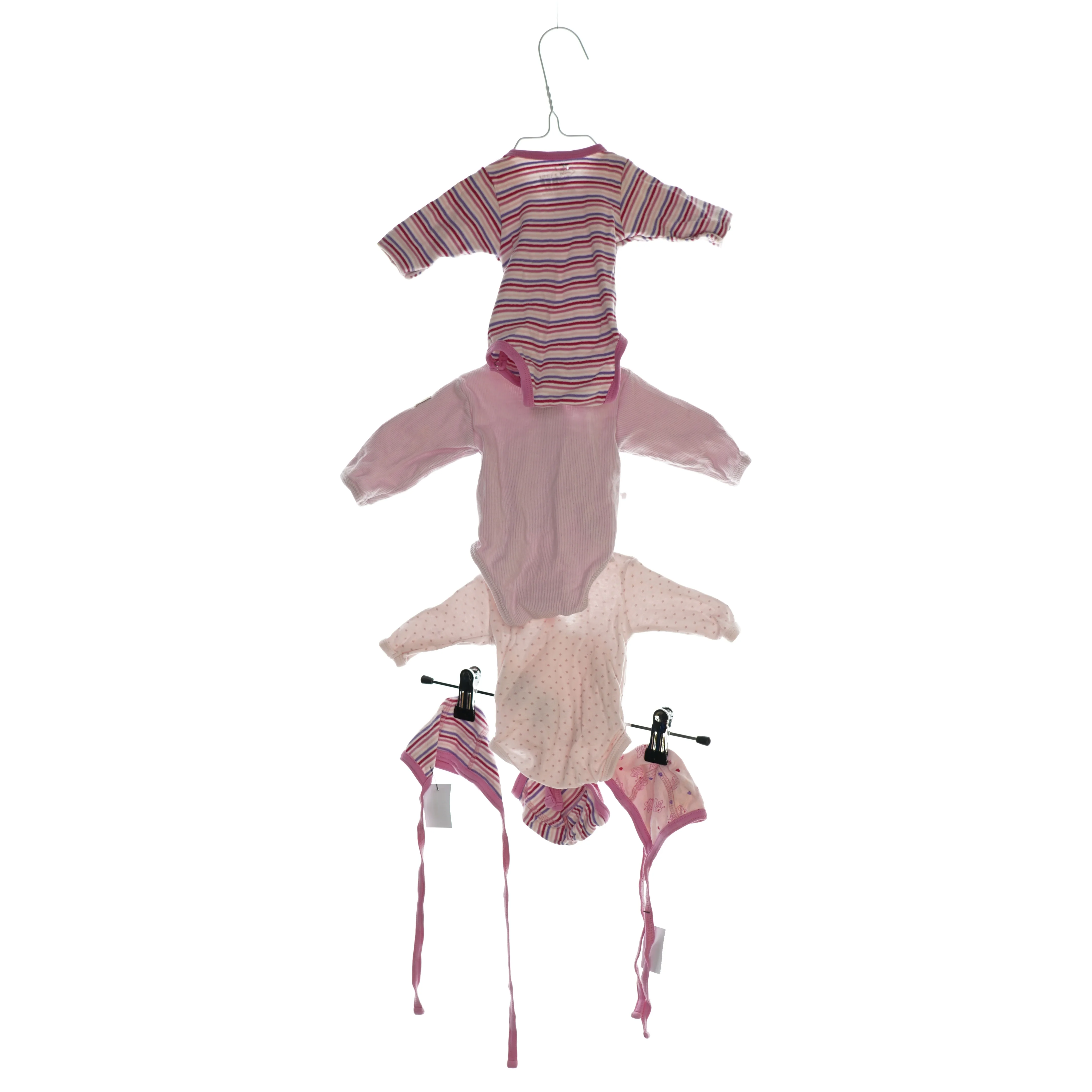 Langærmet bodystockings med huer (3 styks) (str. 40 /0-1 mdr.)