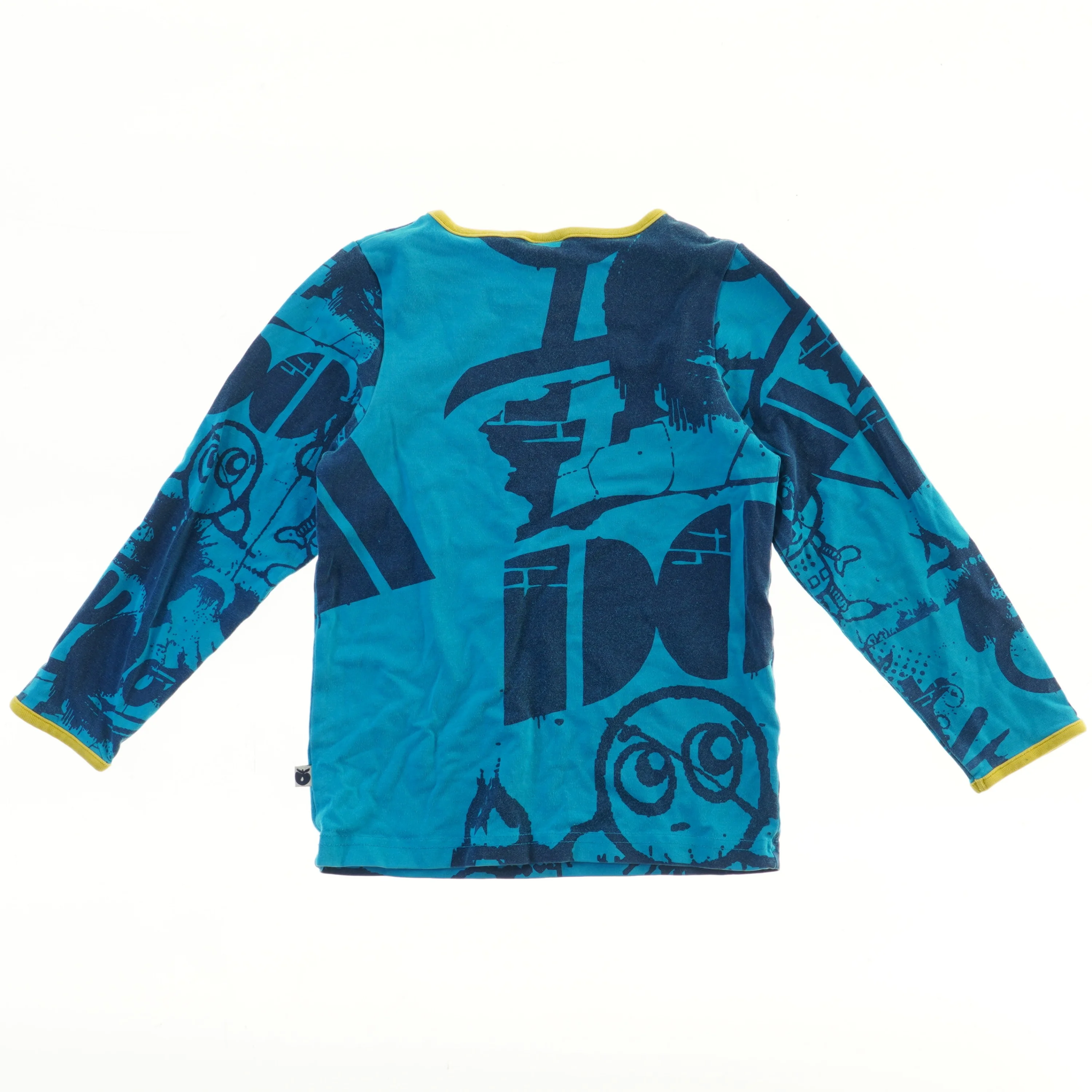 Blå langærmet trøje med grafisk print fra Småfolk (str. 98)