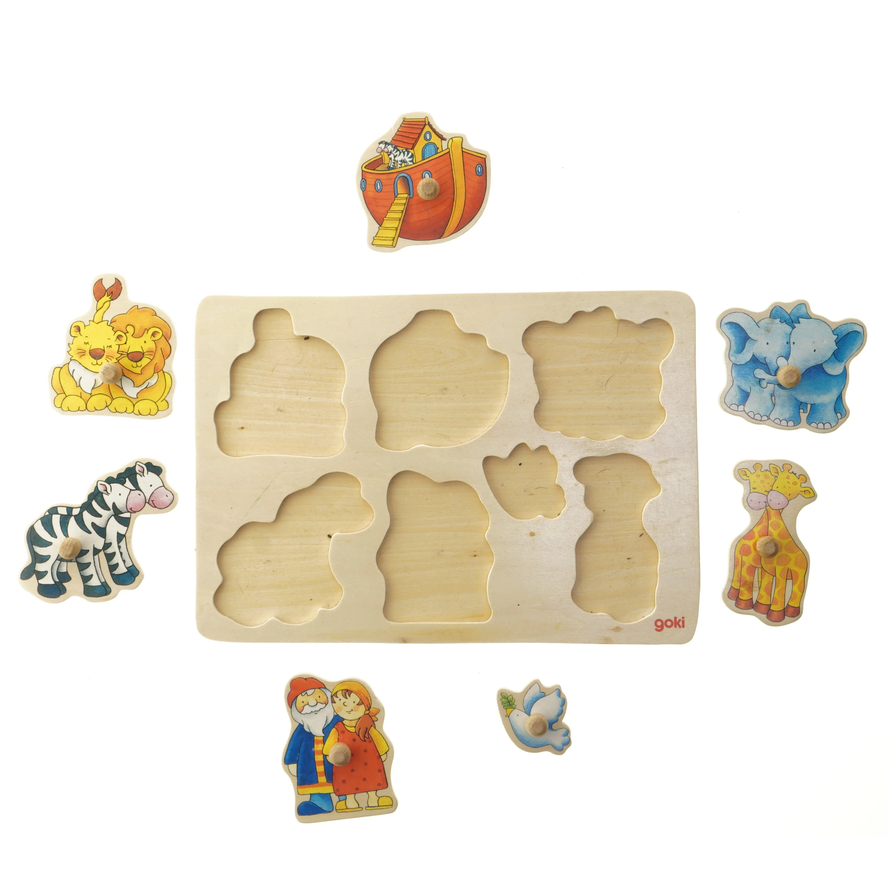 Træ puslespil med dyremotiver fra Goki (str. 30x20,5 cm)