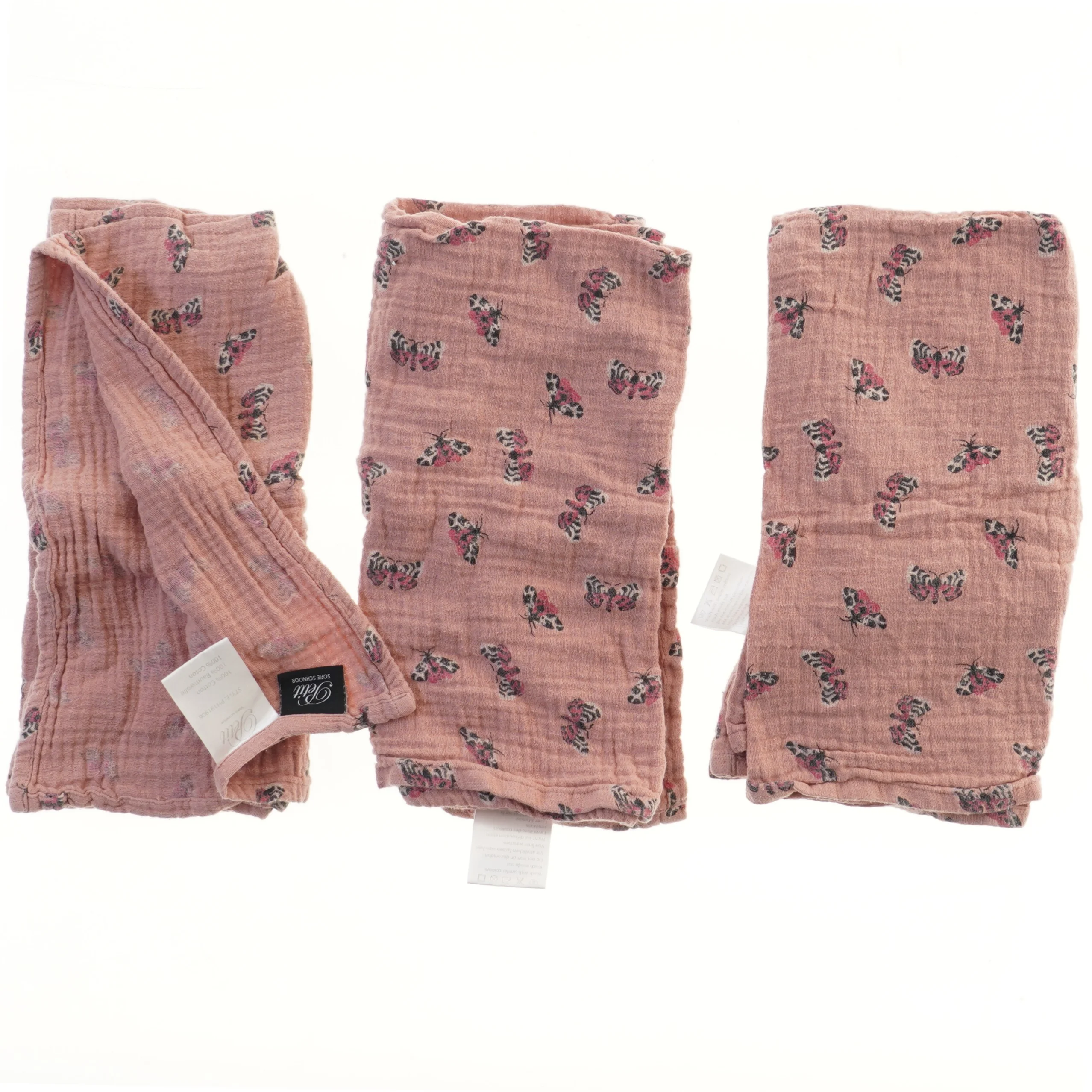 Rosa stofbleer 3 stk fra Petit (str. 3 stk 60x60 cm)