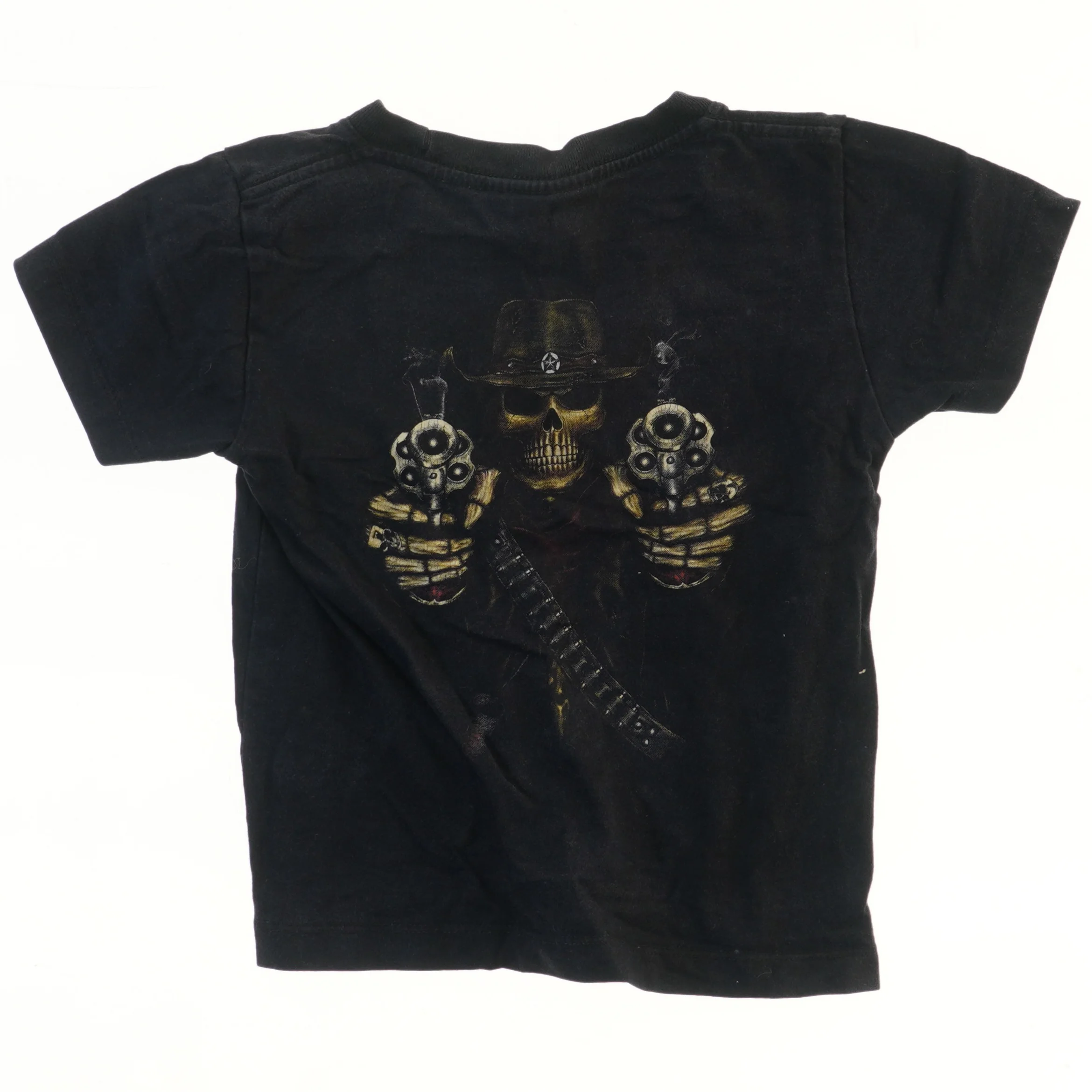 Sort T-shirt med skelett motiv (str. 98)