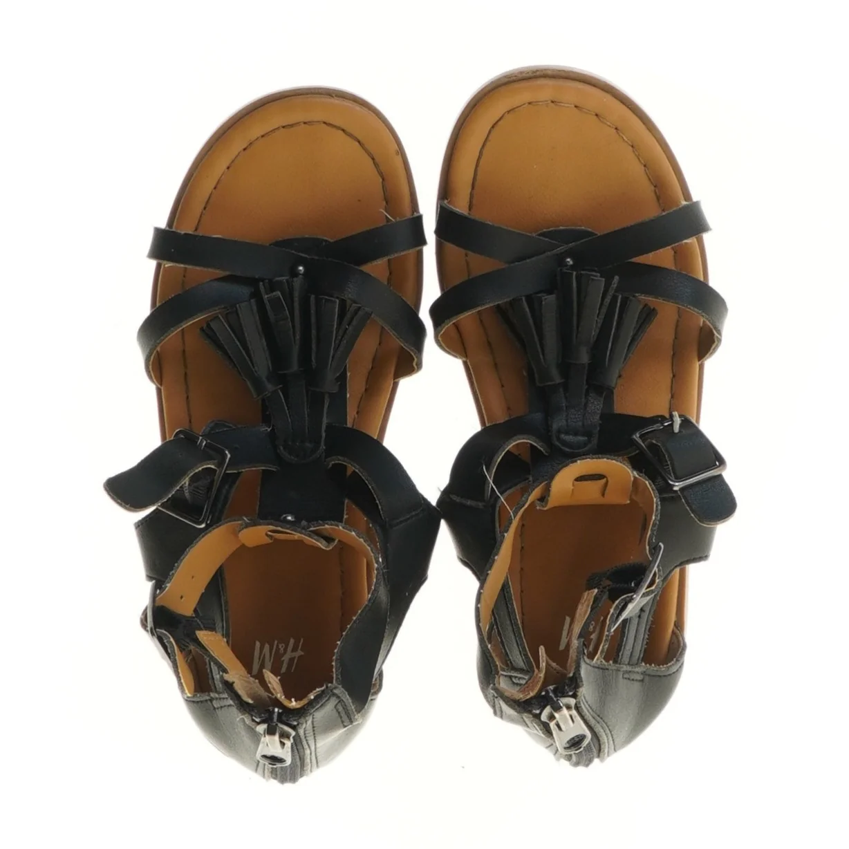 Sorte lædersandaler str. 31 fra H&M (str. 31 )