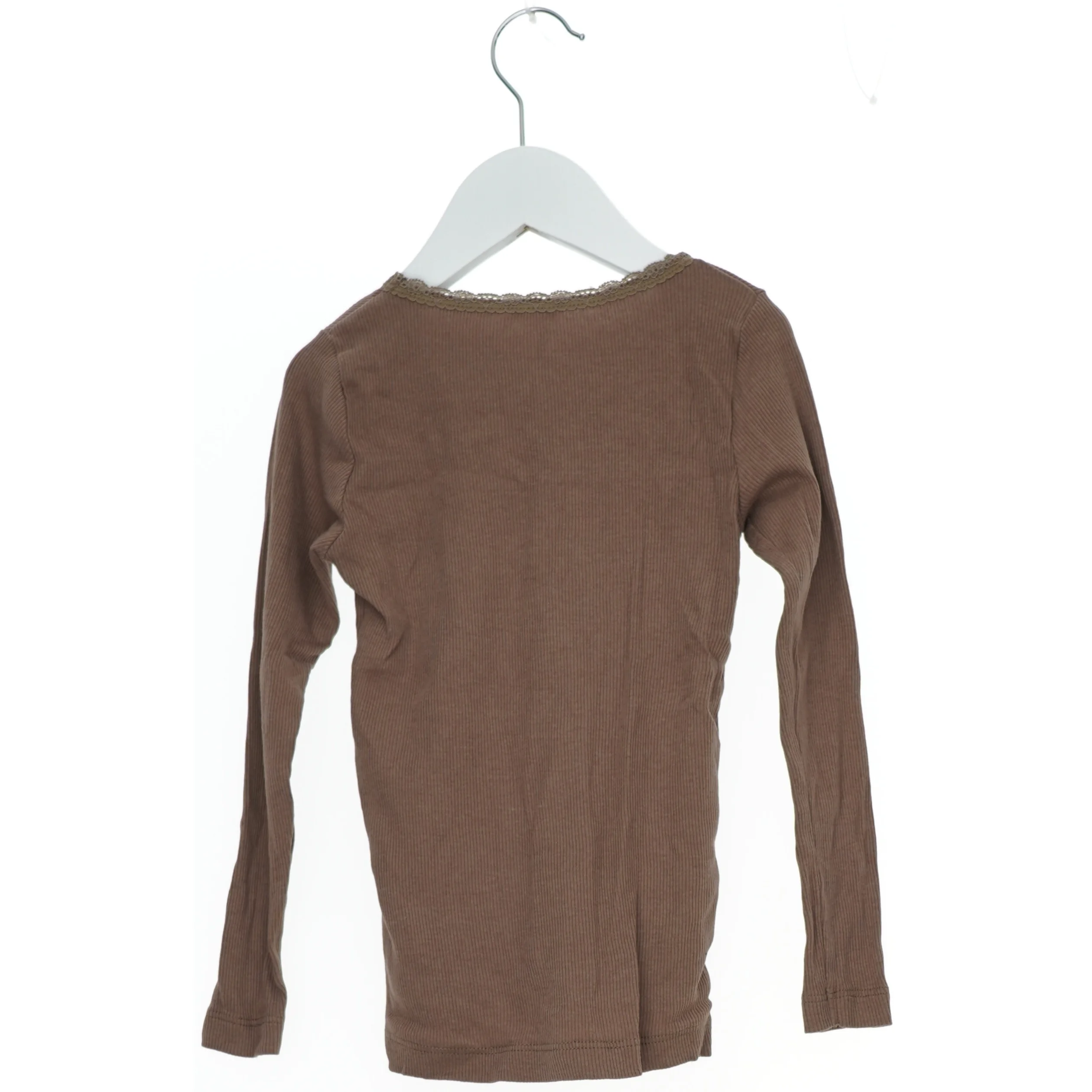 Brun langærmet bluse med blondekant fra Name It (str. 110)